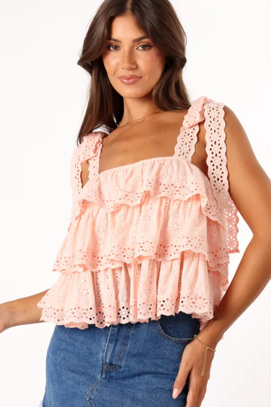 Tanya Lace Top - Light Pink sold by Petal & Pup