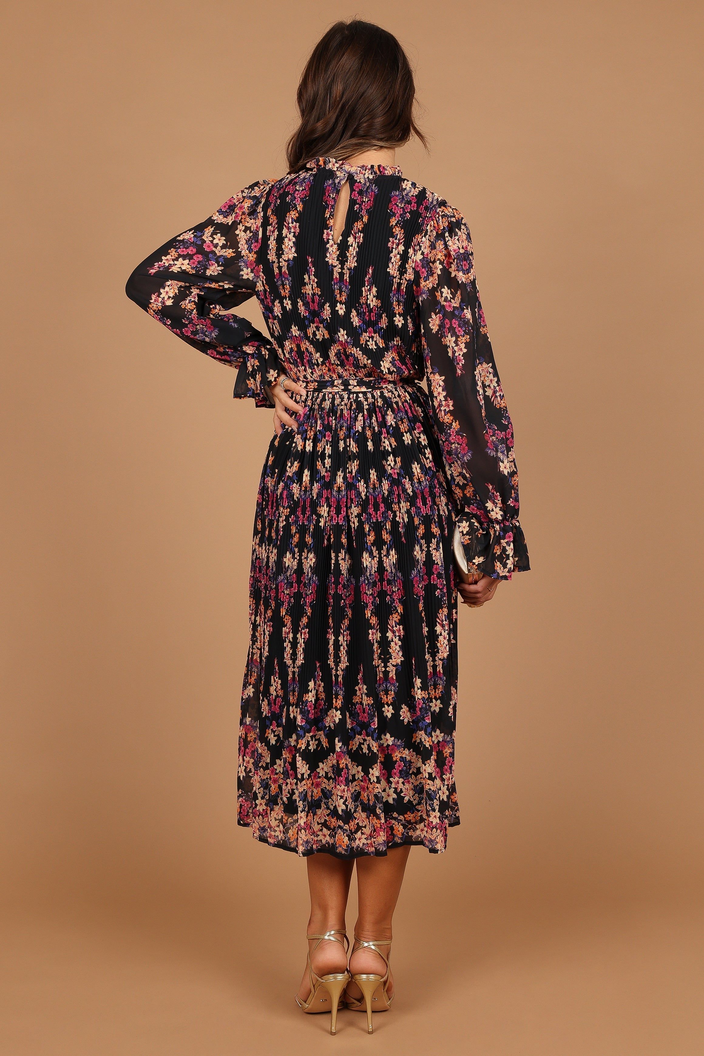 Monet Long Sleeve Pleated Midi Dress - Black sold by Petal & Pup product image thumbnail 5