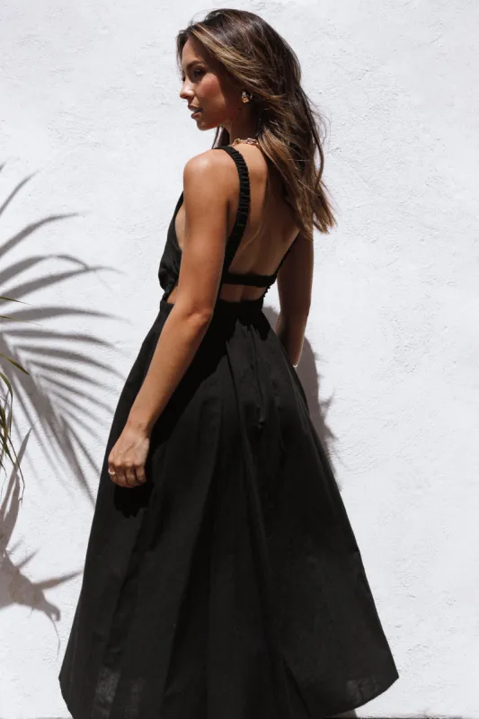 Aubrey Cutout Midi Dress - Black sold by Petal & Pup