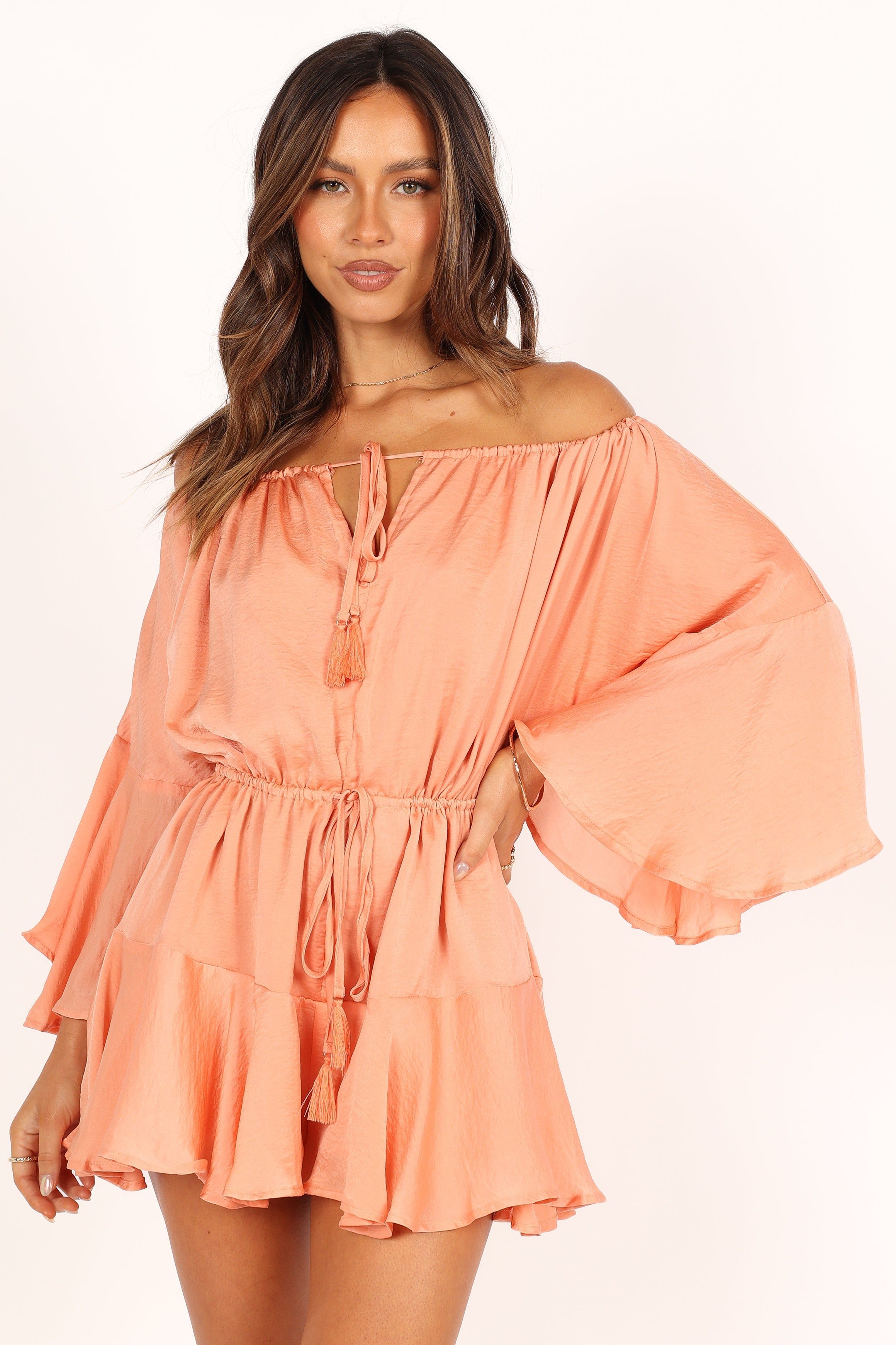 Roam Off Shoulder Romper - Orange sold by Petal & Pup product image thumbnail 3