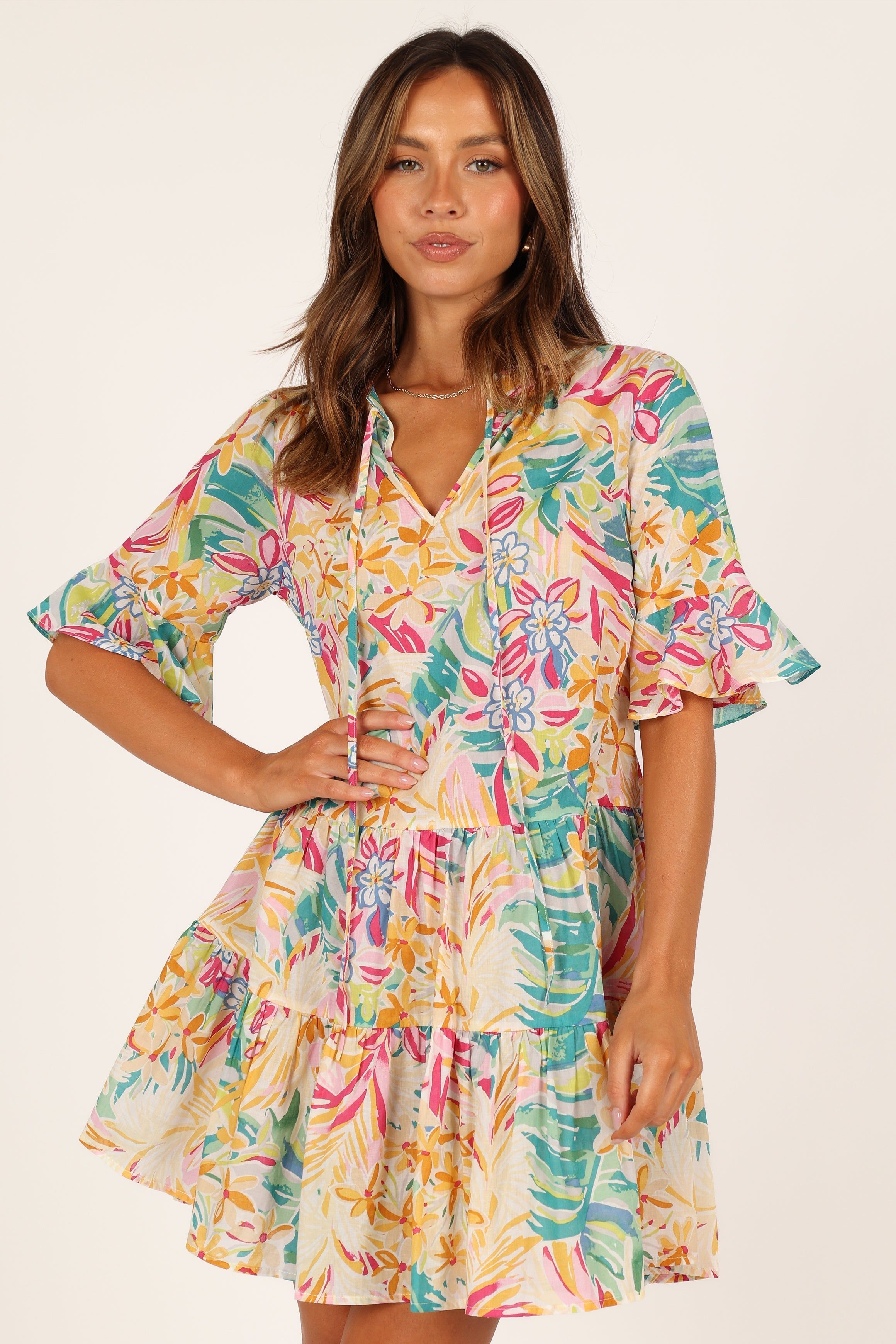 Carry Babydoll Mini Dress - Multi sold by Petal & Pup