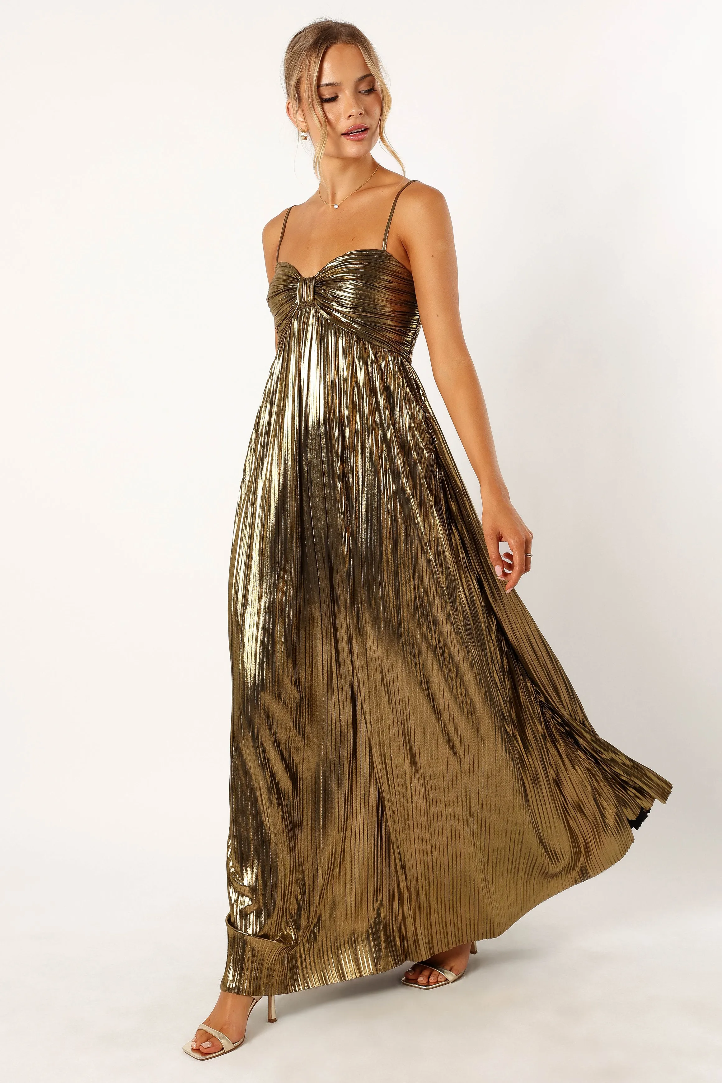 Kanthro Pleated Maxi Dress - Gold sold by Petal & Pup product image thumbnail 4
