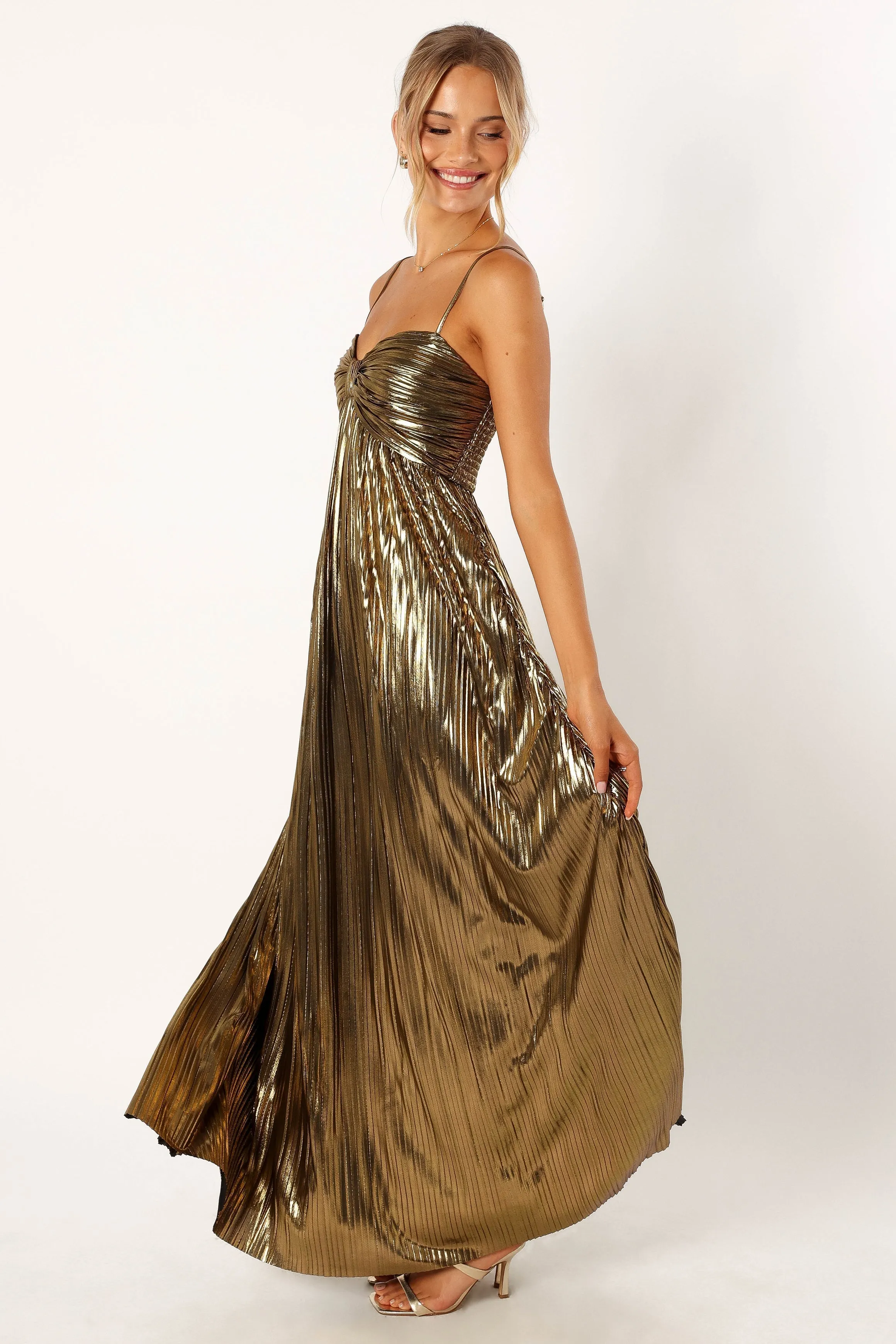 Kanthro Pleated Maxi Dress - Gold sold by Petal & Pup product image thumbnail 3