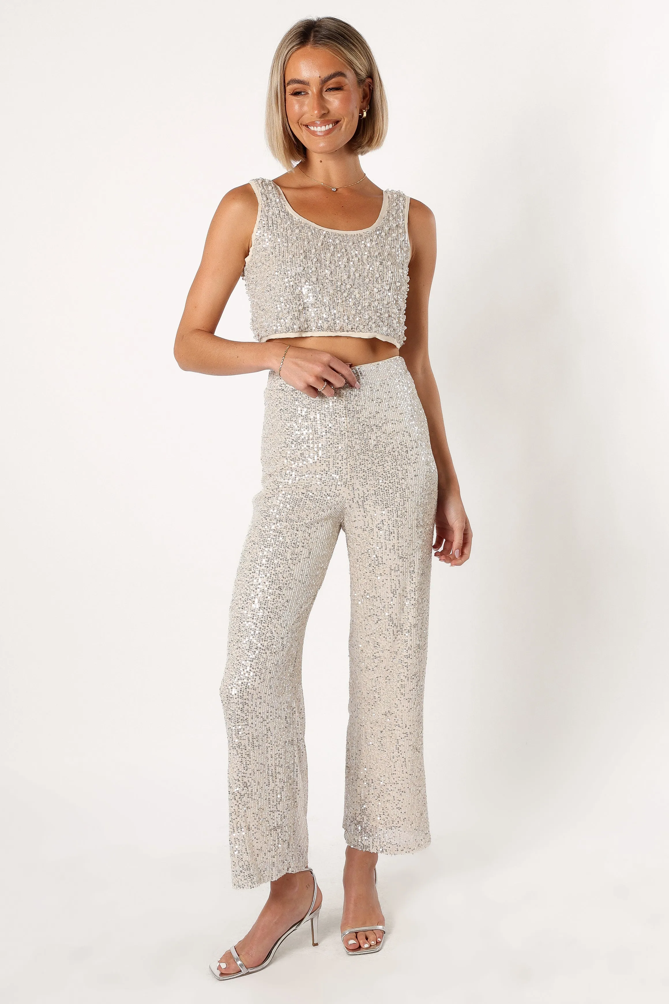Lilianna Sequin Flare Pant - Silver sold by Petal & Pup product image thumbnail 2
