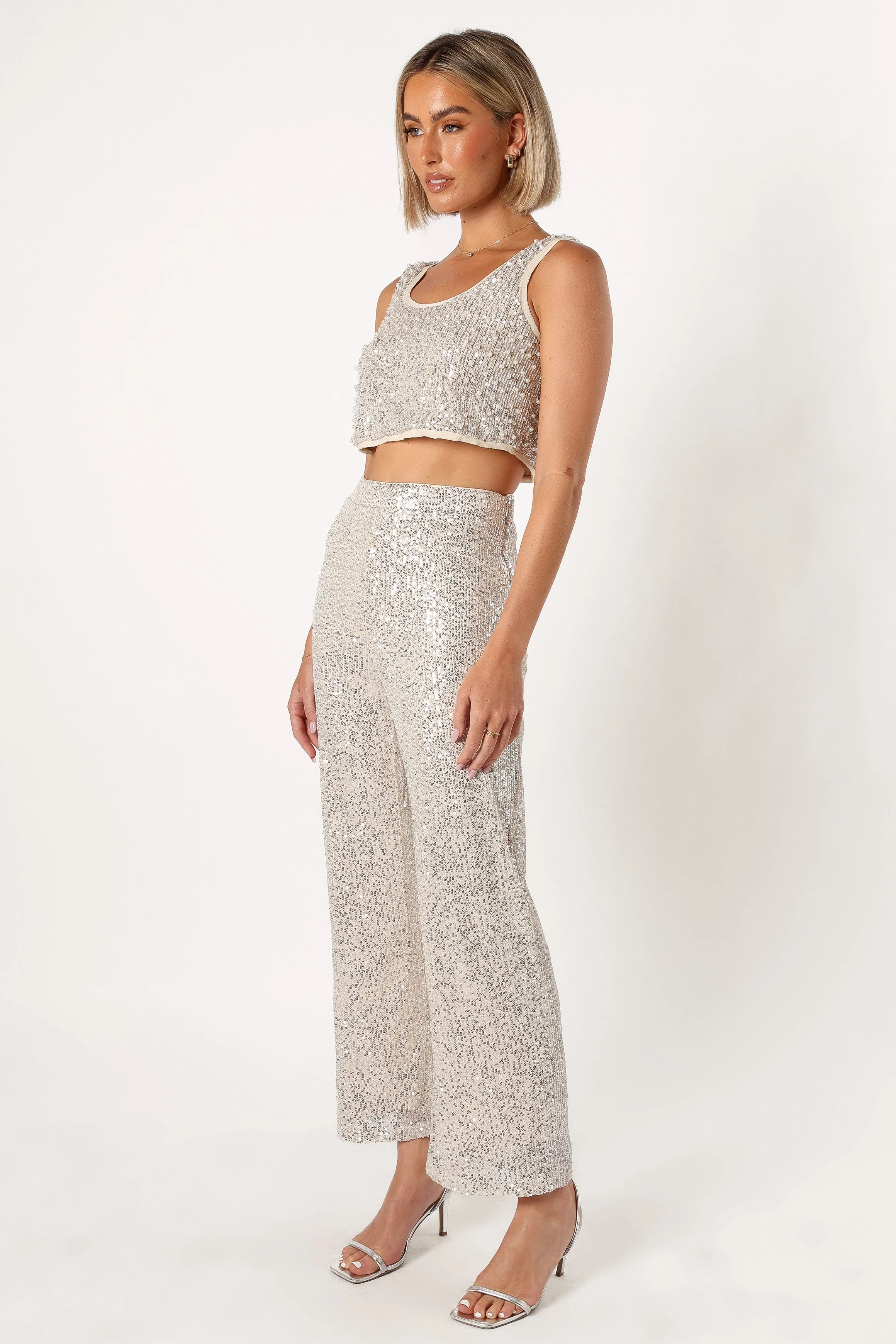 Lilianna Sequin Flare Pant - Silver sold by Petal & Pup product image thumbnail 3
