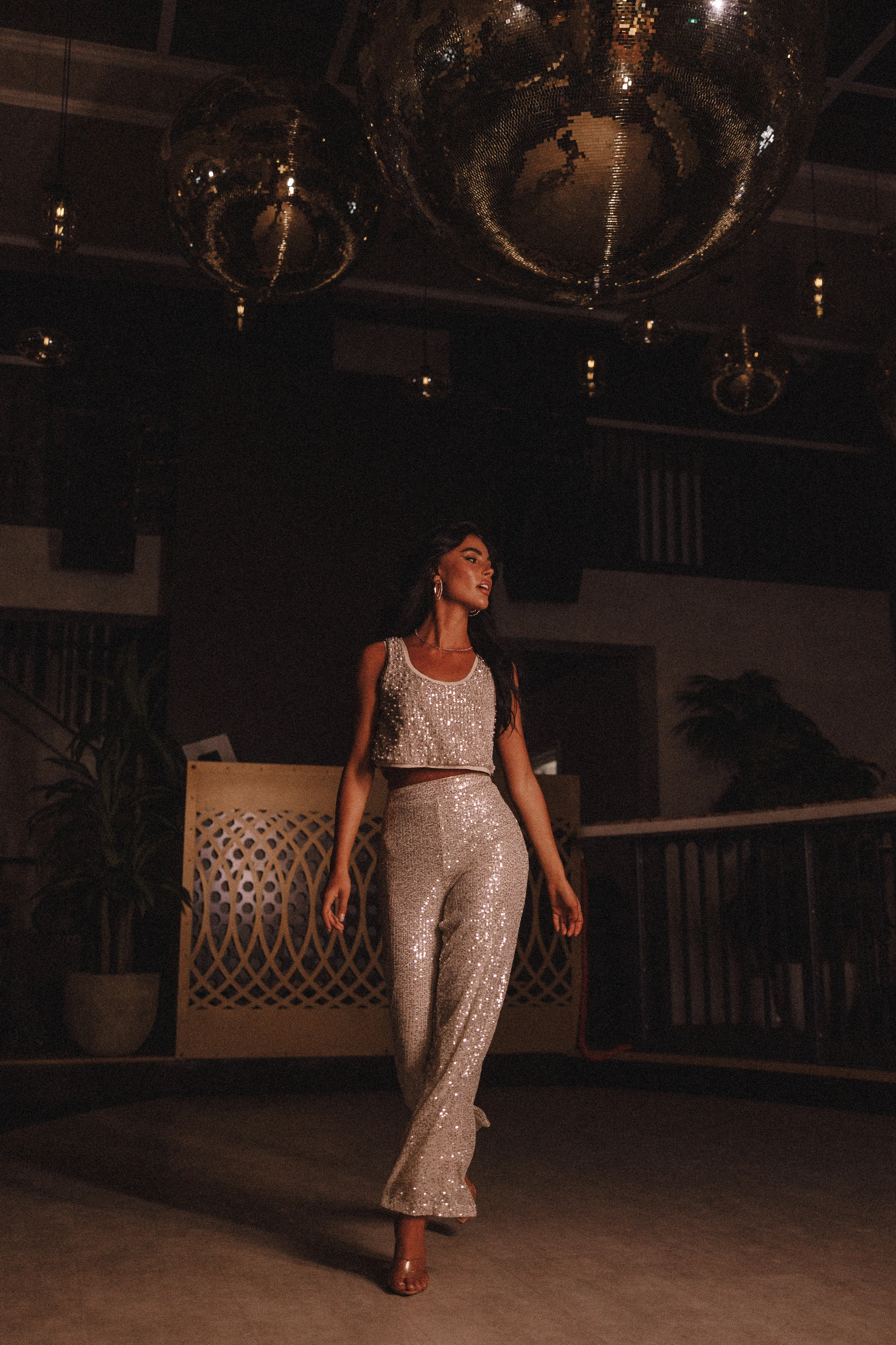 Lilianna Sequin Flare Pant - Silver sold by Petal & Pup