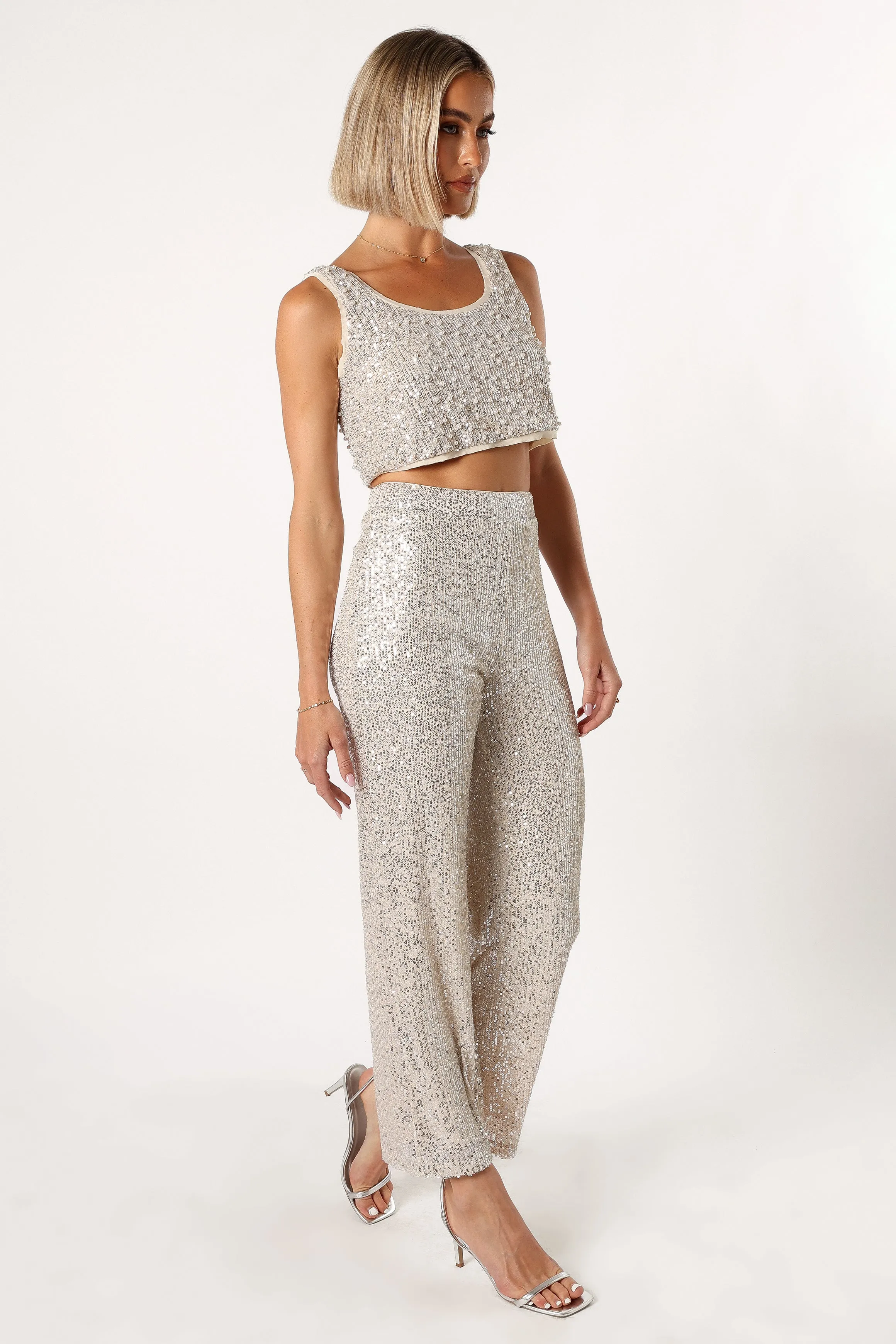 Lilianna Sequin Flare Pant - Silver sold by Petal & Pup product image thumbnail 5