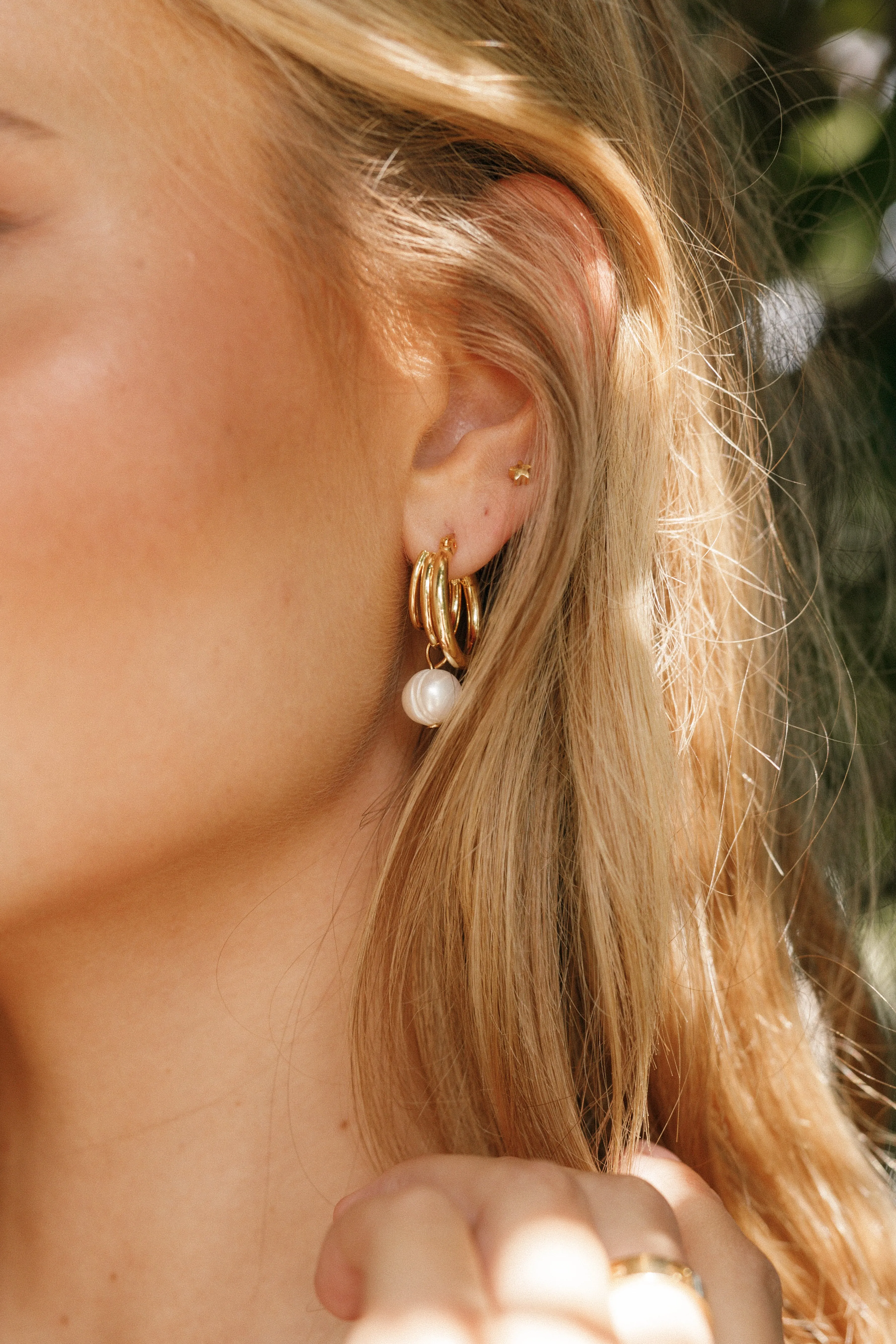 Bernyce Hoop Pear Earrings - Gold sold by Petal & Pup