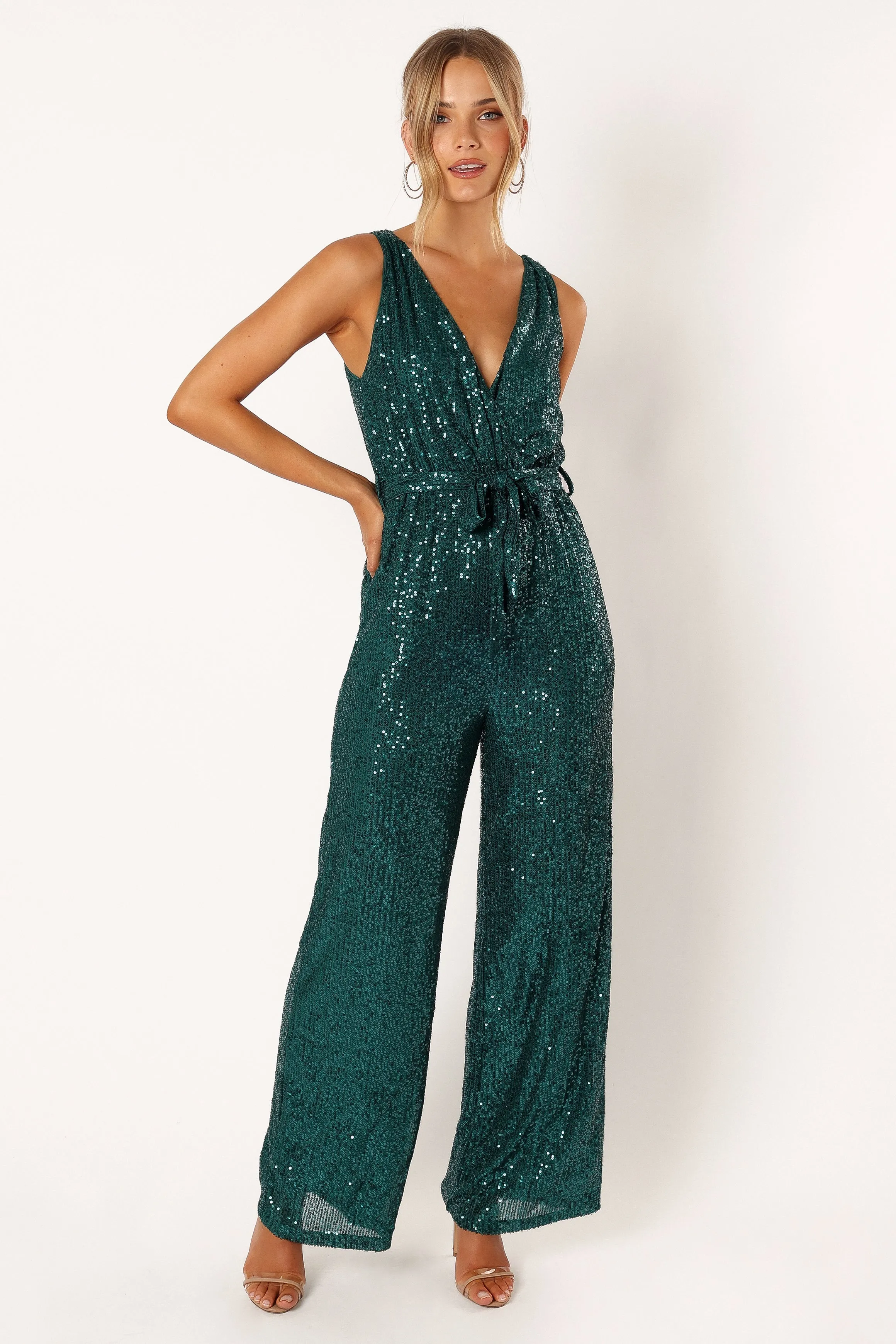 Katherine Sequin Jumpsuit - Emerald sold by Petal & Pup product image thumbnail 2