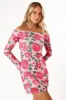 Bisou Off Shoulder Mini Dress - Rose Floral sold by Petal & Pup