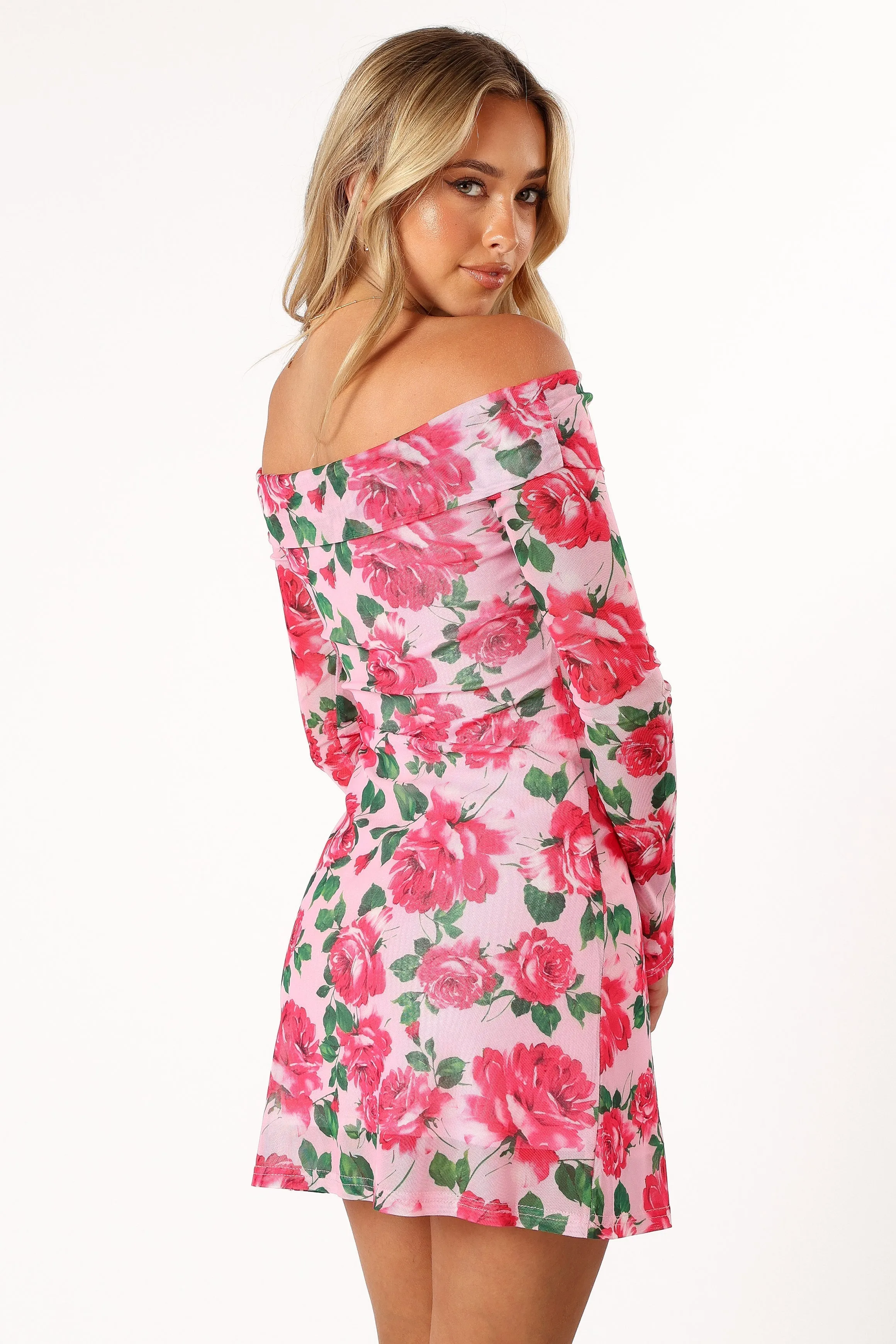 Bisou Off Shoulder Mini Dress - Rose Floral sold by Petal & Pup product image thumbnail 4