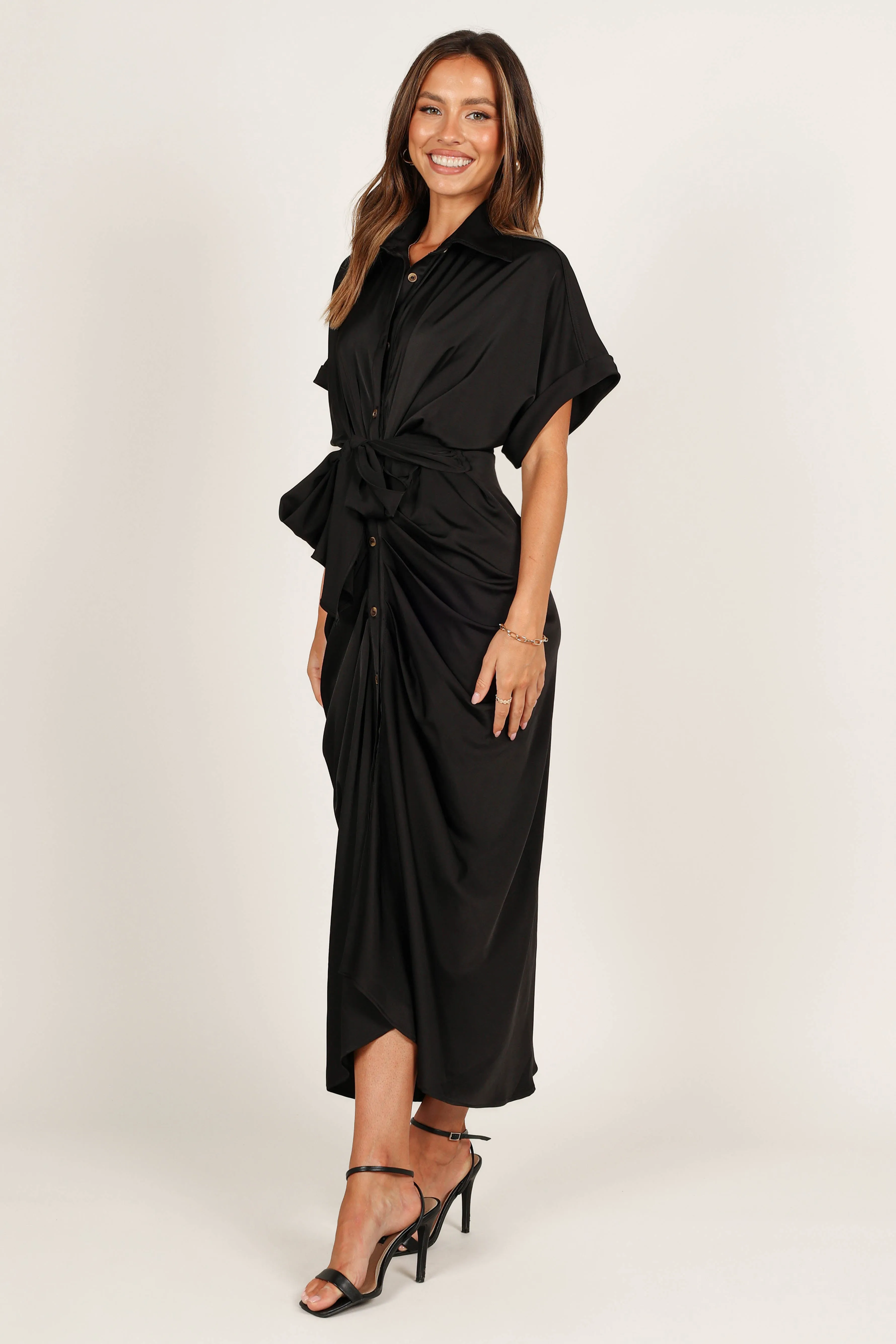 Stefan Wrap Front Midi Dress - Black sold by Petal & Pup product image thumbnail 4