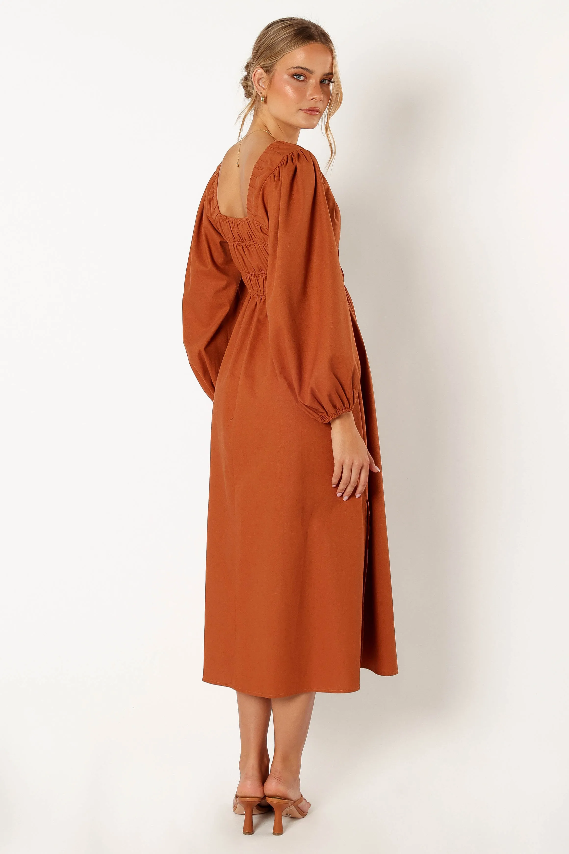 Zaylee Long Sleeve Midi Dress - Rust sold by Petal & Pup product image thumbnail 5