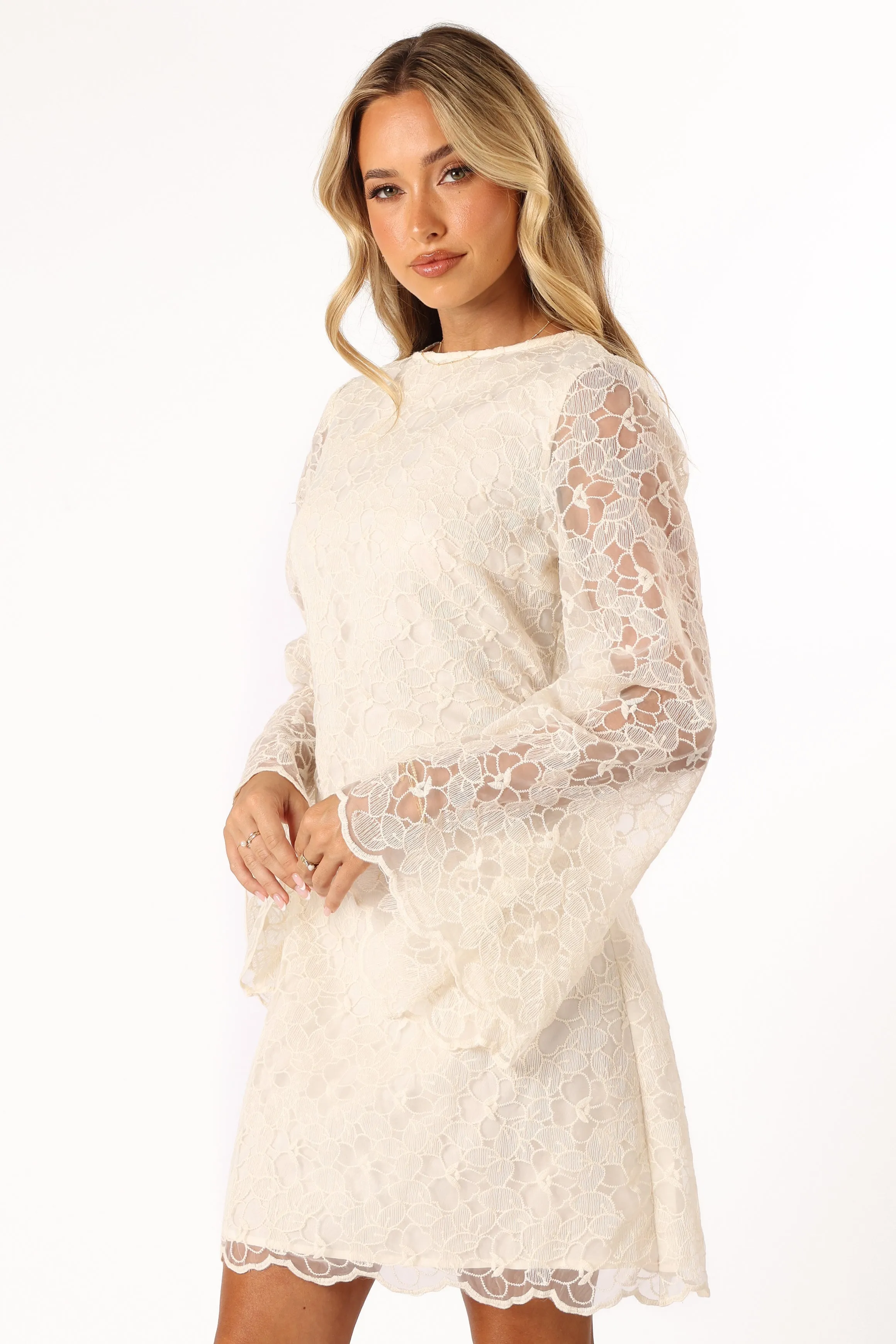 Quinn Bell Sleeve Mini Dress - Cream sold by Petal & Pup product image thumbnail 3