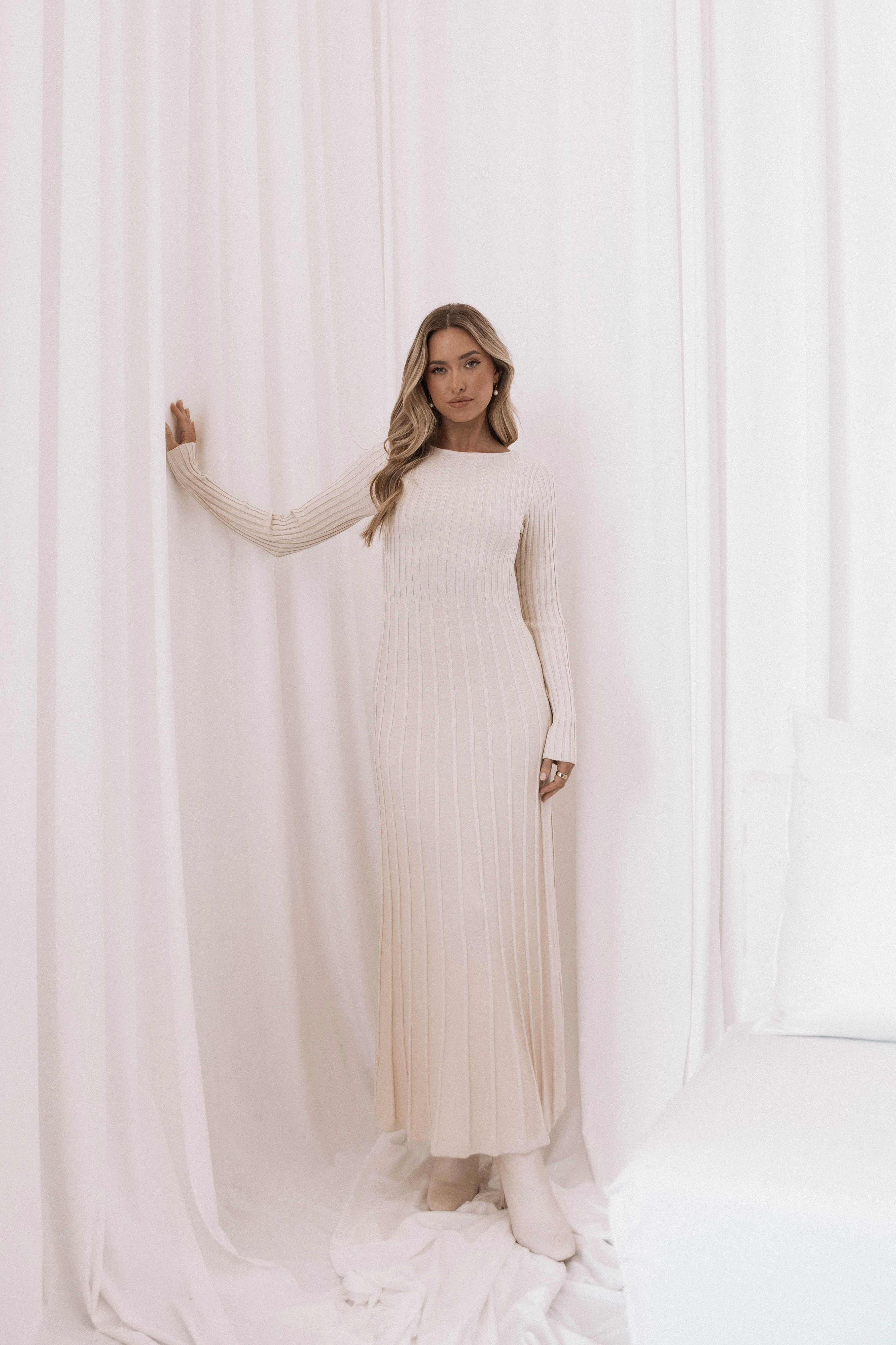Alison Long Sleeve Maxi Dress - Cream sold by Petal & Pup product image thumbnail 2