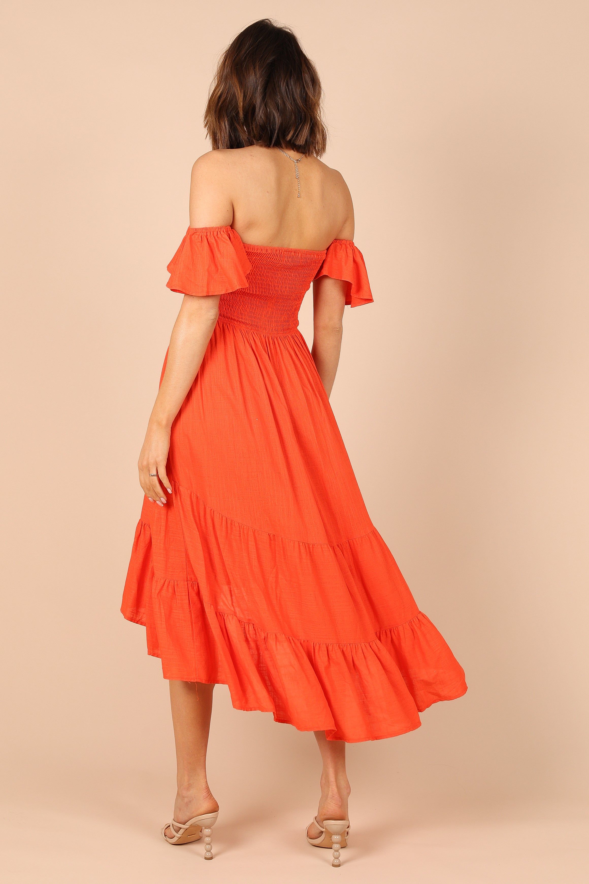 Feliz Off Shoulder Maxi Dress - Coral sold by Petal & Pup product image thumbnail 5