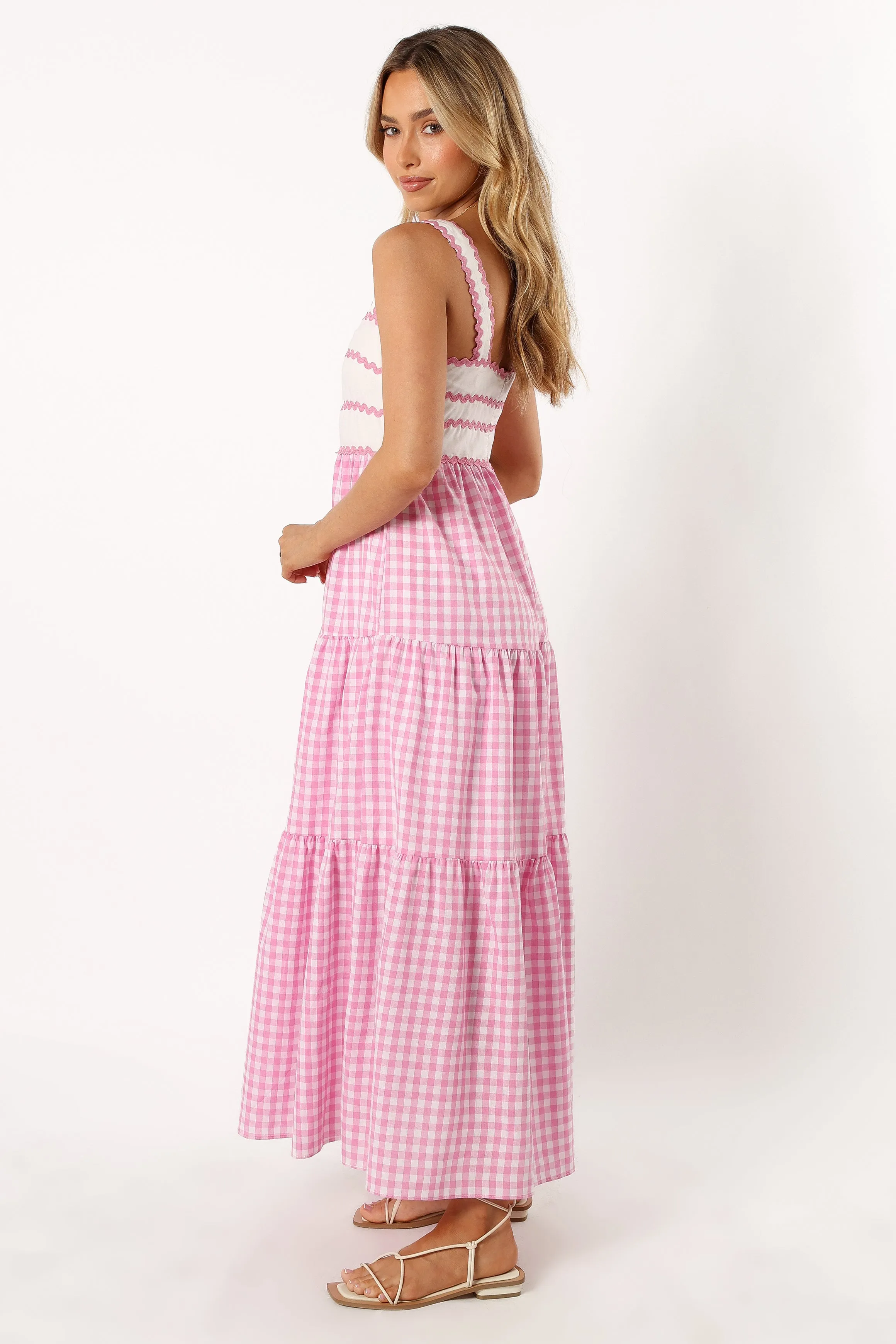 Rebecca Contrast Midi Dress - Pink Gingham sold by Petal & Pup product image thumbnail 2