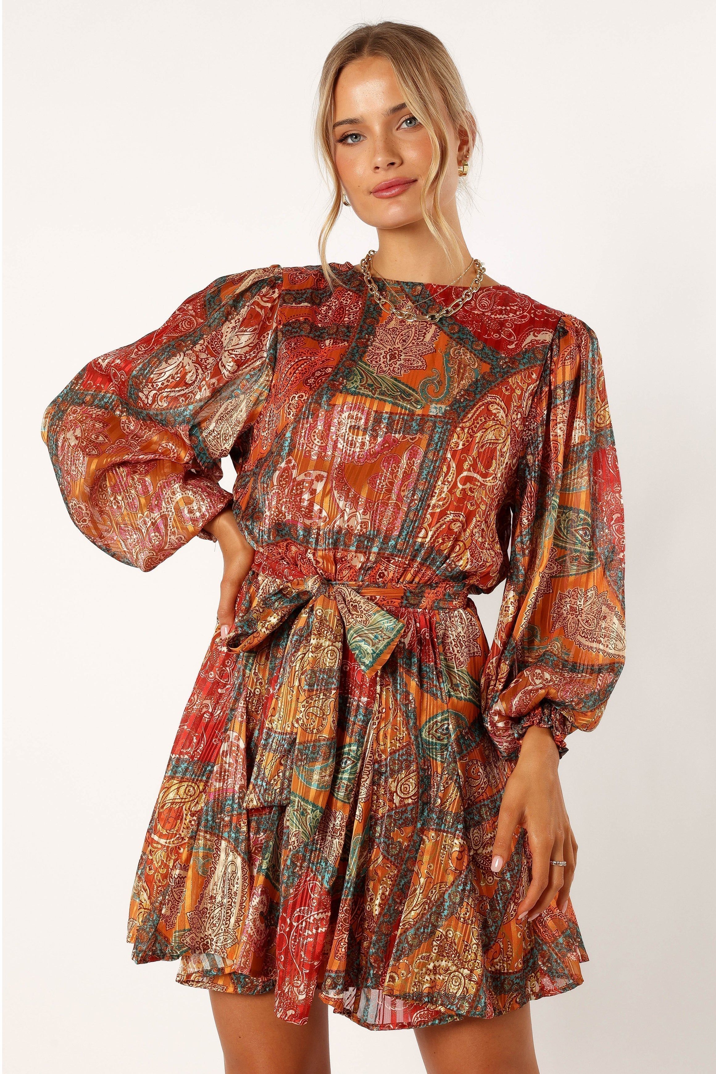 Gabriel Long Sleeve Mini Dress - Multicoloured sold by Petal & Pup