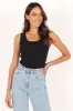 Monique Ribbed Tank Top - Black sold by Petal & Pup