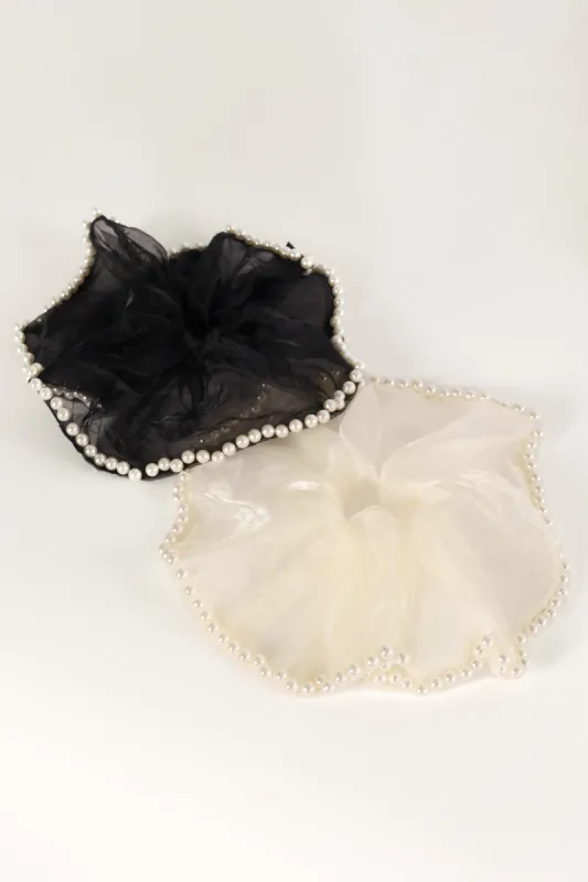 Astoria Pearl Hair Tie - Black Cream sold by Petal & Pup