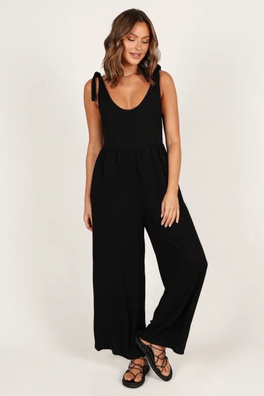 Ayla Linen Jumpsuit - Black sold by Petal & Pup