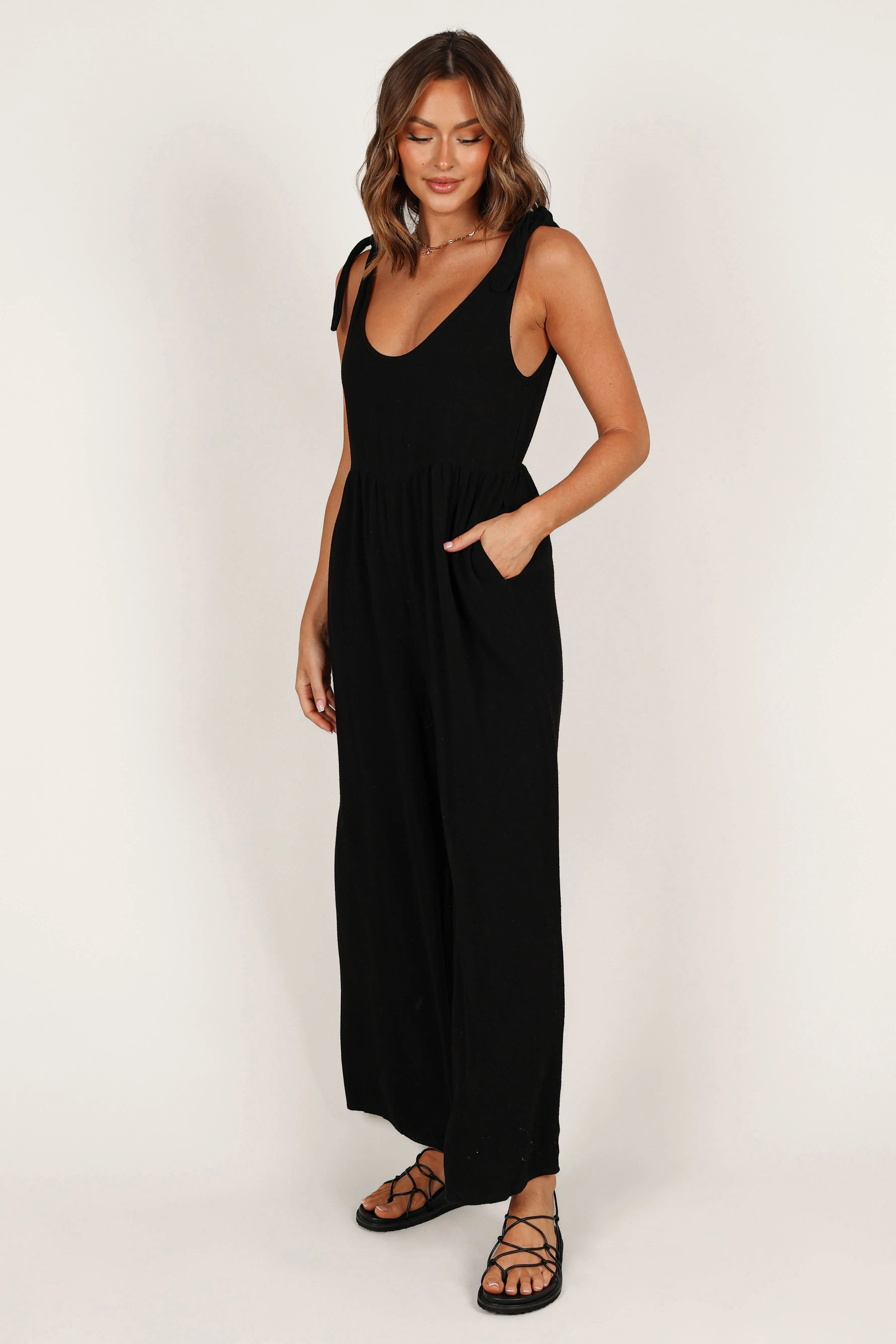 Ayla Linen Jumpsuit - Black sold by Petal & Pup product image thumbnail 3
