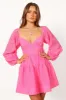 Augusta Long Sleeve Mini Dress - Magenta sold by Petal & Pup