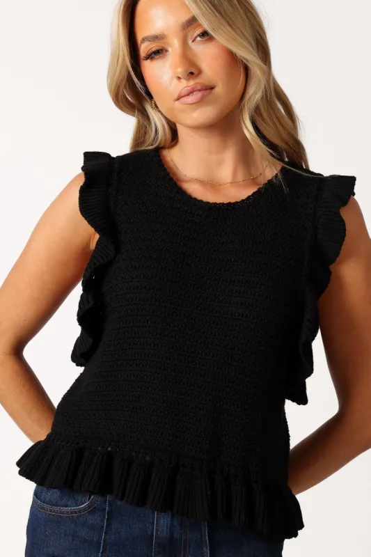 Katia Frill Knitted Top - Black sold by Petal & Pup