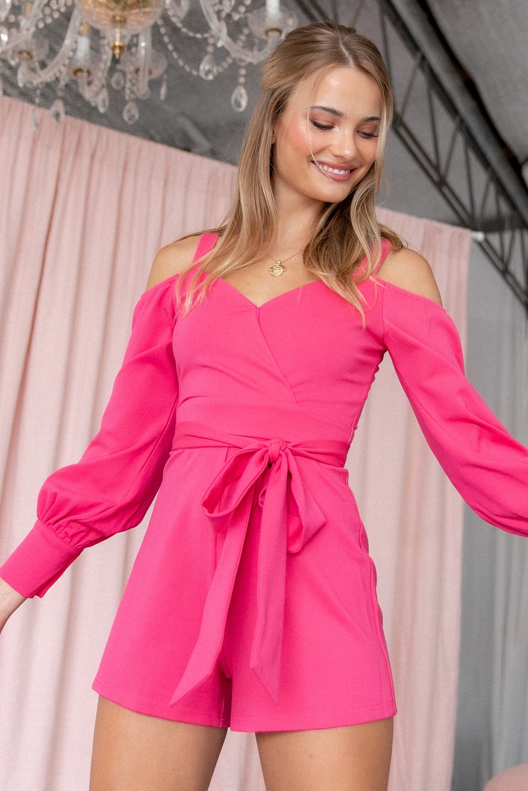 Emma Long Sleeve romper - Magenta sold by Petal & Pup