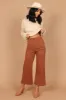 Georgette High Waisted Straight Leg Pants - Brown sold by Petal & Pup