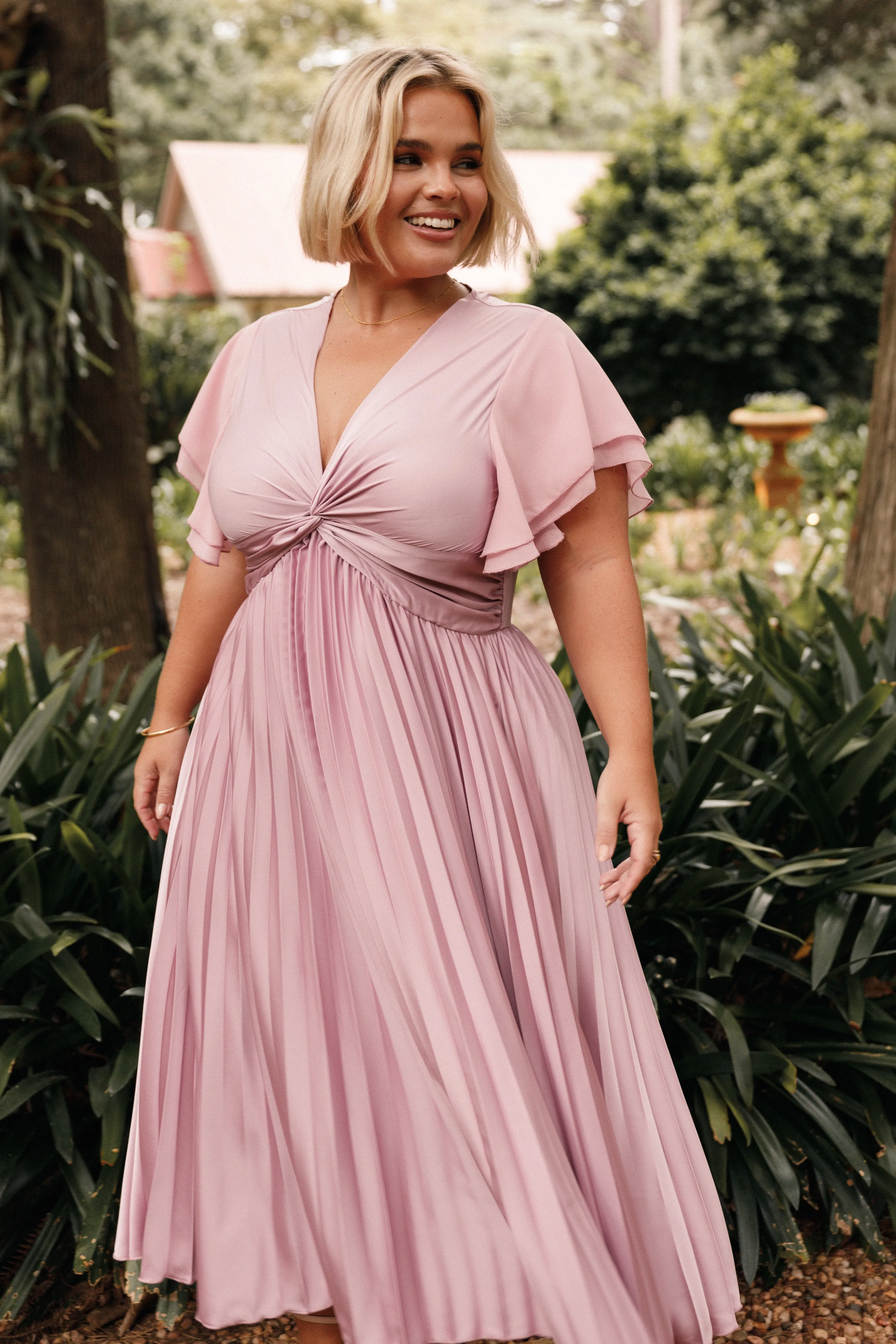 Nova Flutter Sleeve Midi Dress - Dusty Rose sold by Petal & Pup product image thumbnail 2
