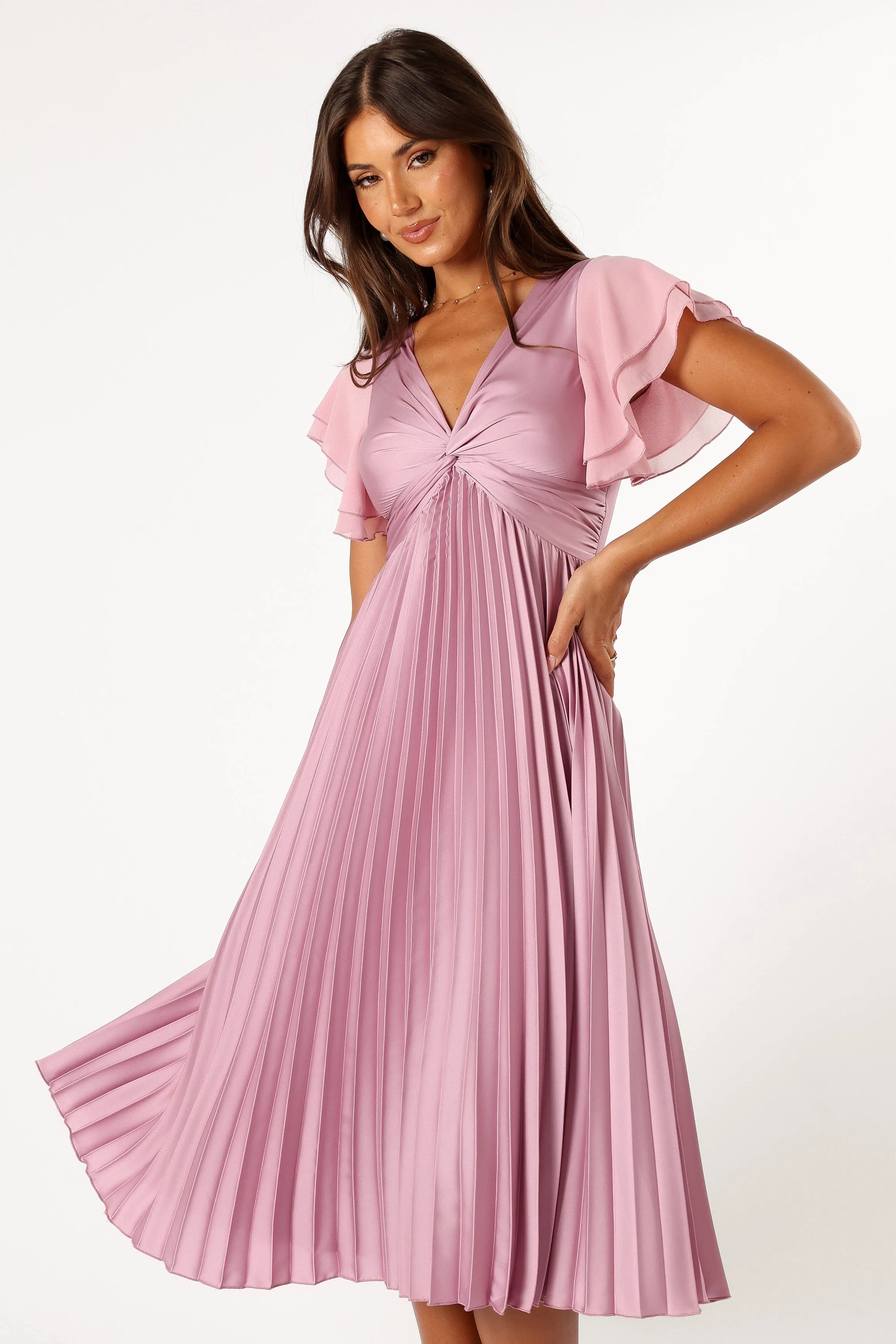 Nova Flutter Sleeve Midi Dress - Dusty Rose sold by Petal & Pup product image thumbnail 5