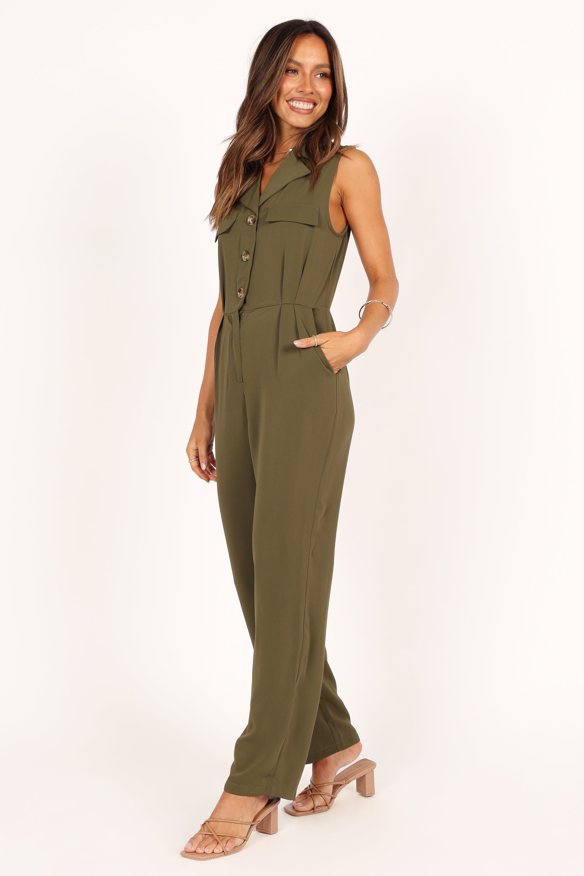 Kayne Sleeveless Jumpsuit - Olive sold by Petal & Pup product image thumbnail 2