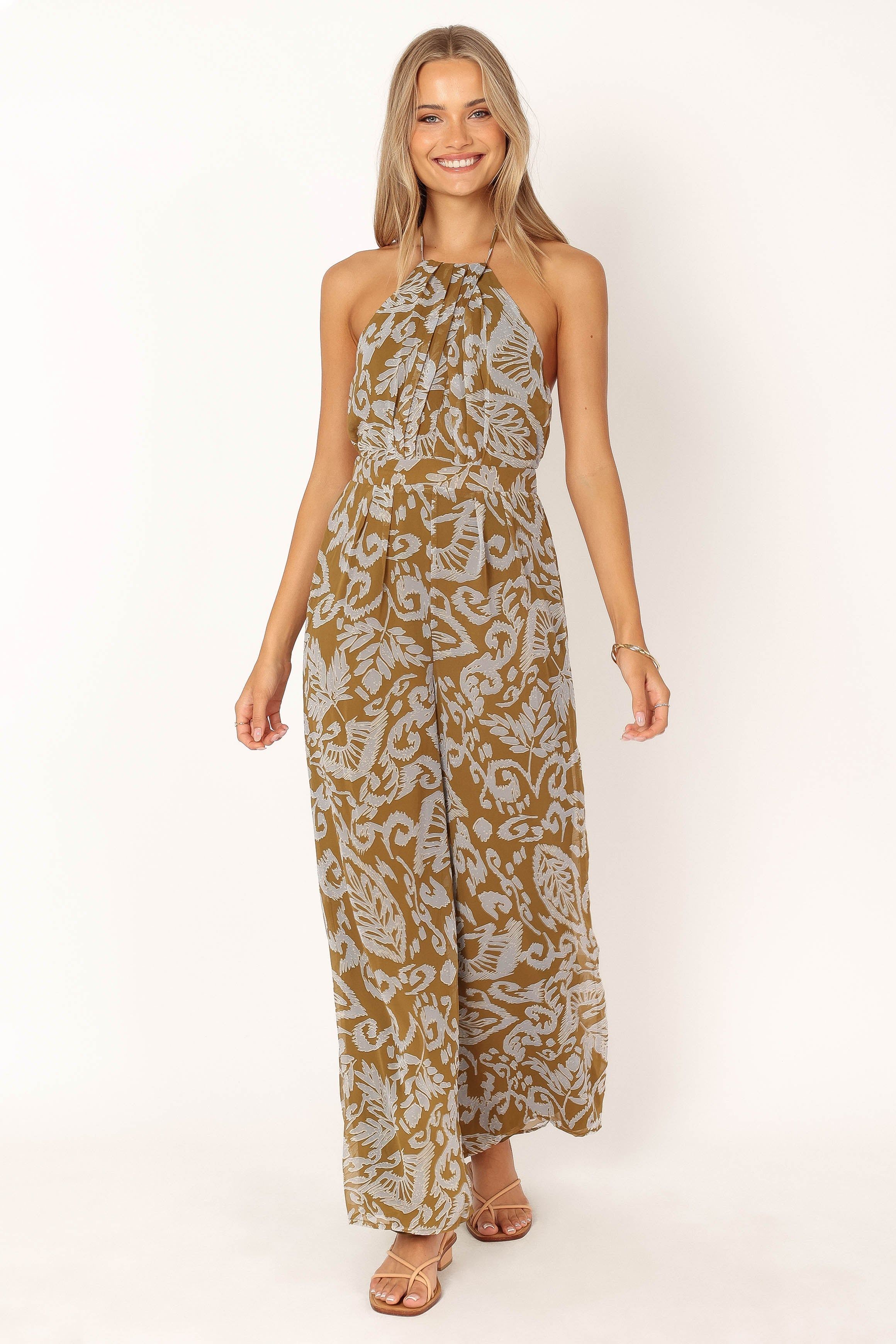 Morgan Halter Jumpsuit - Olive sold by Petal & Pup product image thumbnail 5
