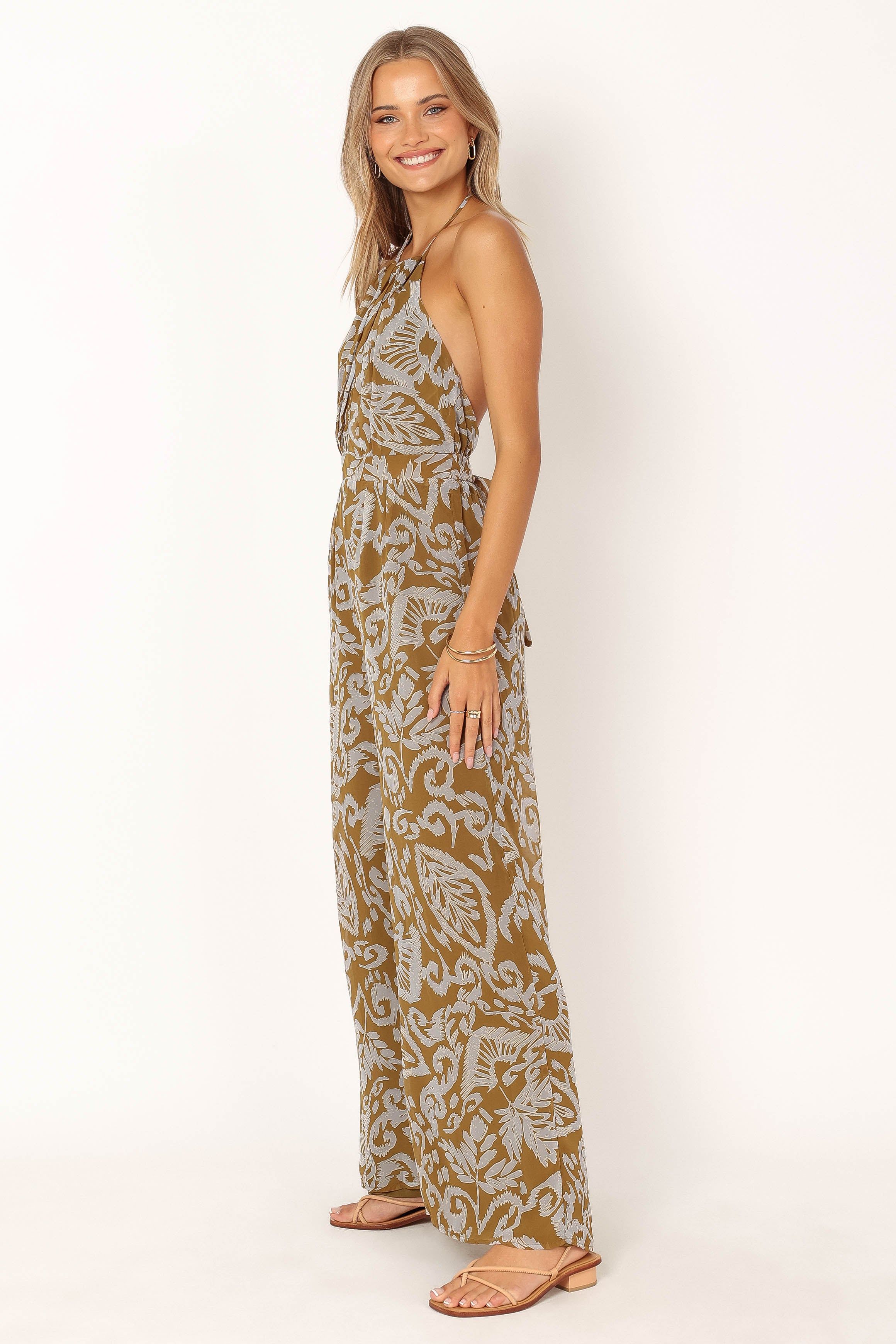 Morgan Halter Jumpsuit - Olive sold by Petal & Pup product image thumbnail 2