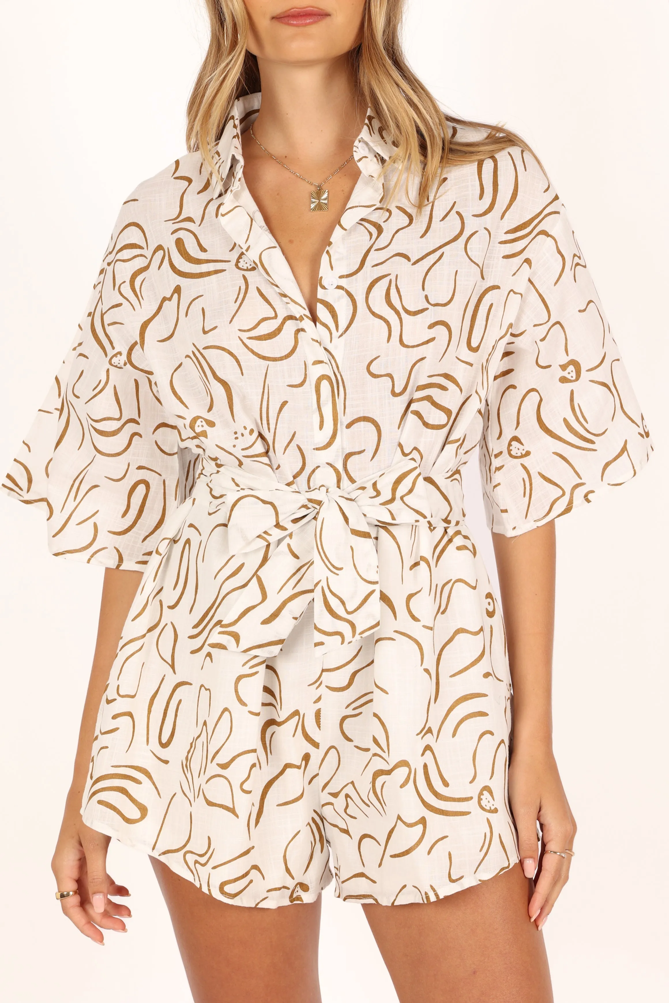 Kellie Romper - White/Beige sold by Petal & Pup product image thumbnail 5