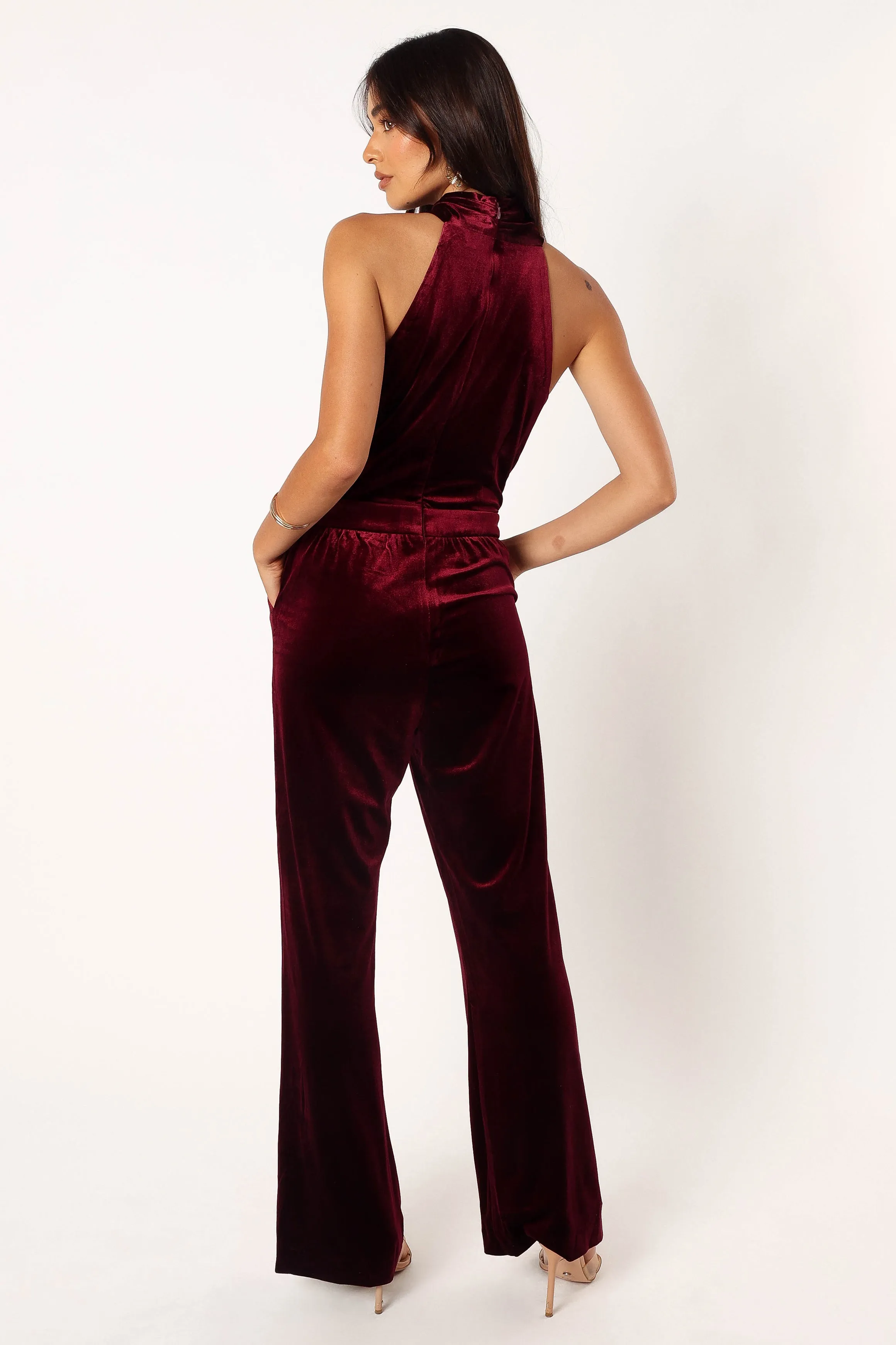 Liberty Velvet Jumpsuit - Burgundy sold by Petal & Pup product image thumbnail 3
