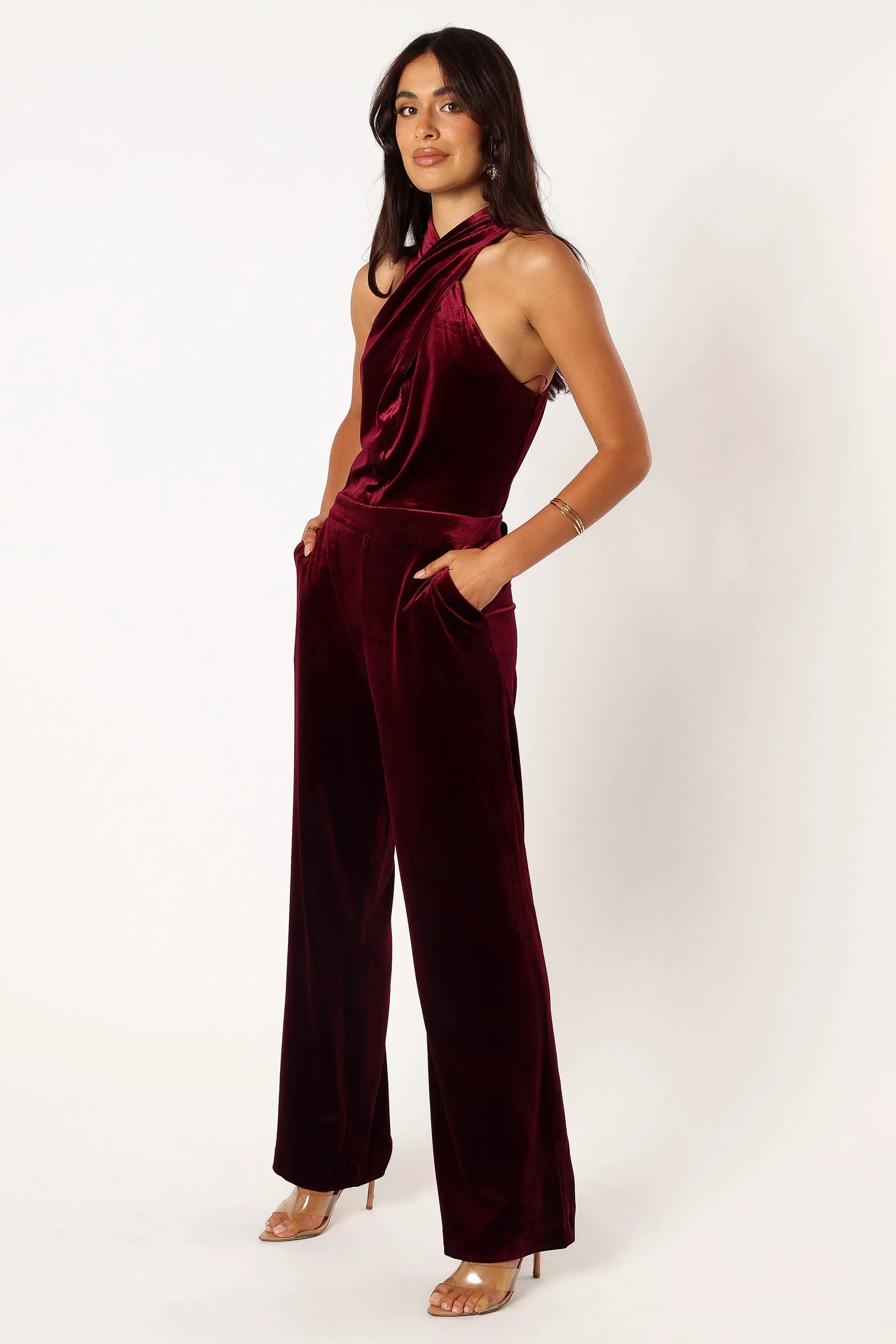 Liberty Velvet Jumpsuit - Burgundy sold by Petal & Pup product image thumbnail 2