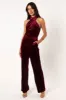 Liberty Velvet Jumpsuit - Burgundy sold by Petal & Pup