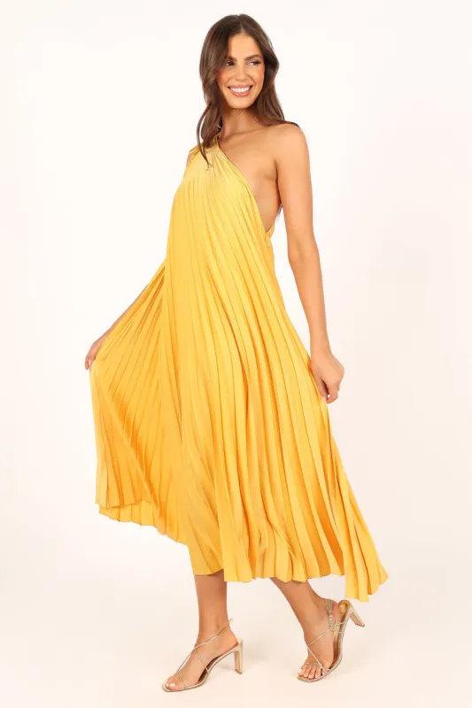 Cali One Shoulder Midi Dress - Saffron sold by Petal & Pup