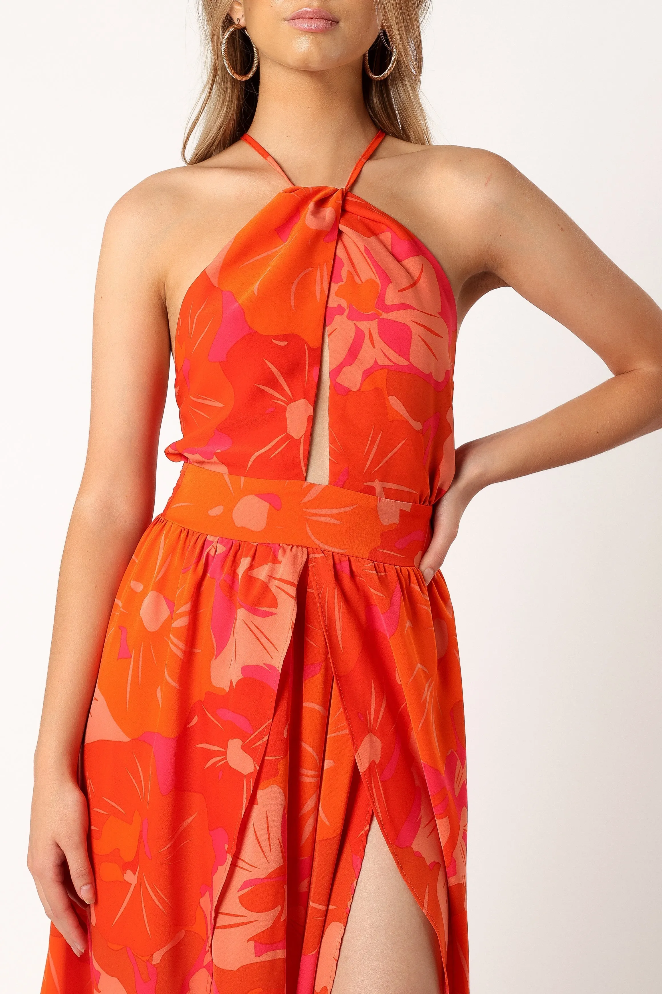 Cristee Halterneck Maxi Dress - Orange sold by Petal & Pup product image thumbnail 5