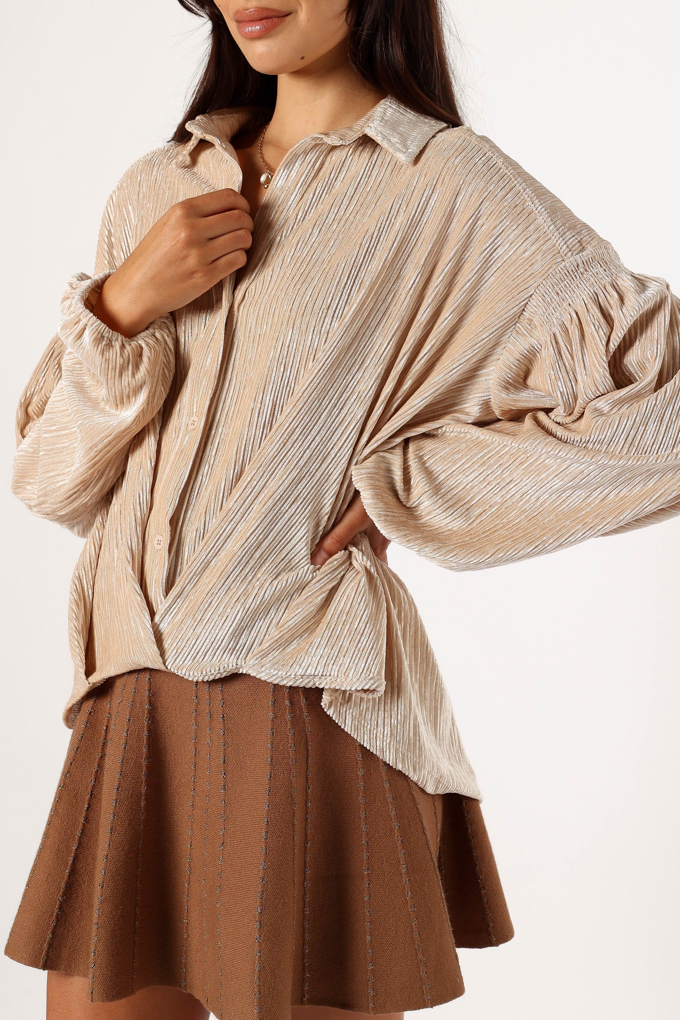 Cadence Long Sleeve Sequin Top - Cream sold by Petal & Pup product image thumbnail 8