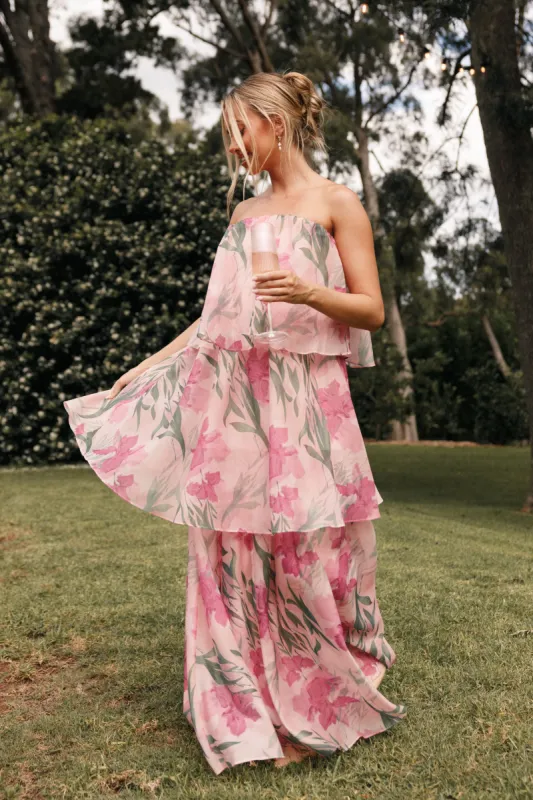 Bloom Strapless Maxi Dress - Pink Floral sold by Petal & Pup