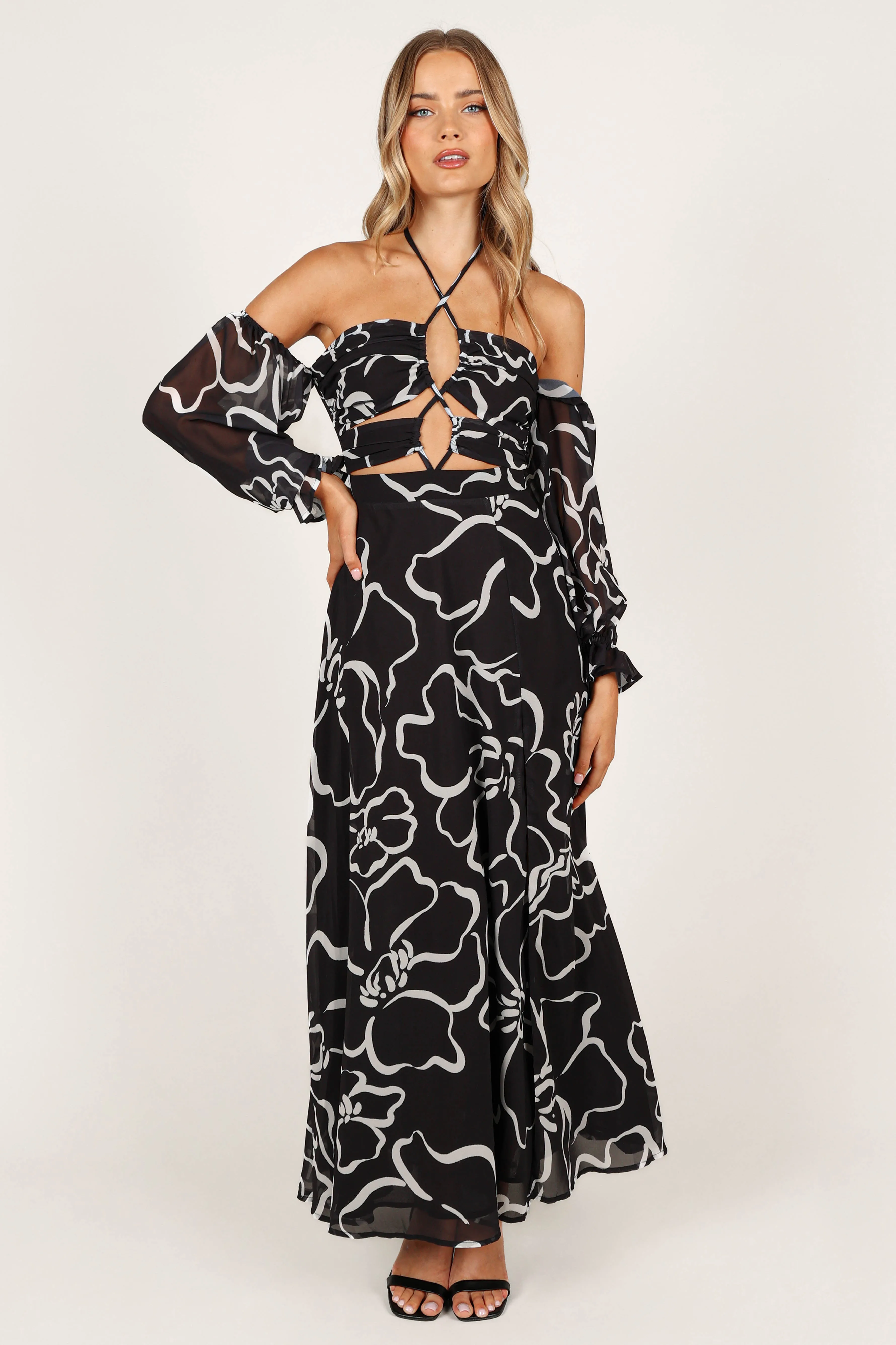 Karma Maxi Dress - White/Black Floral sold by Petal & Pup product image thumbnail 4