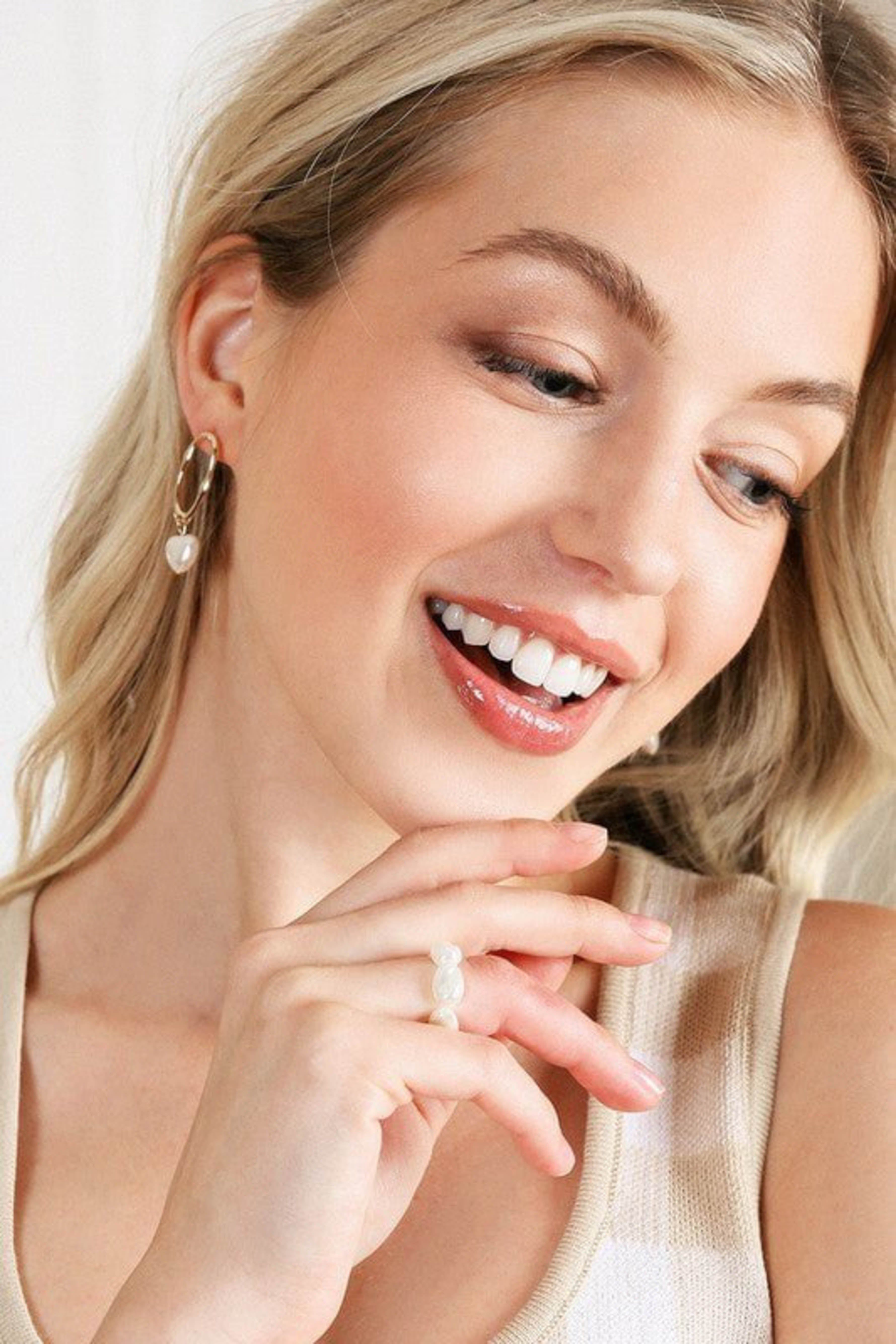 Heart Earring and Ring Set - Pearl sold by Petal & Pup product image thumbnail 2