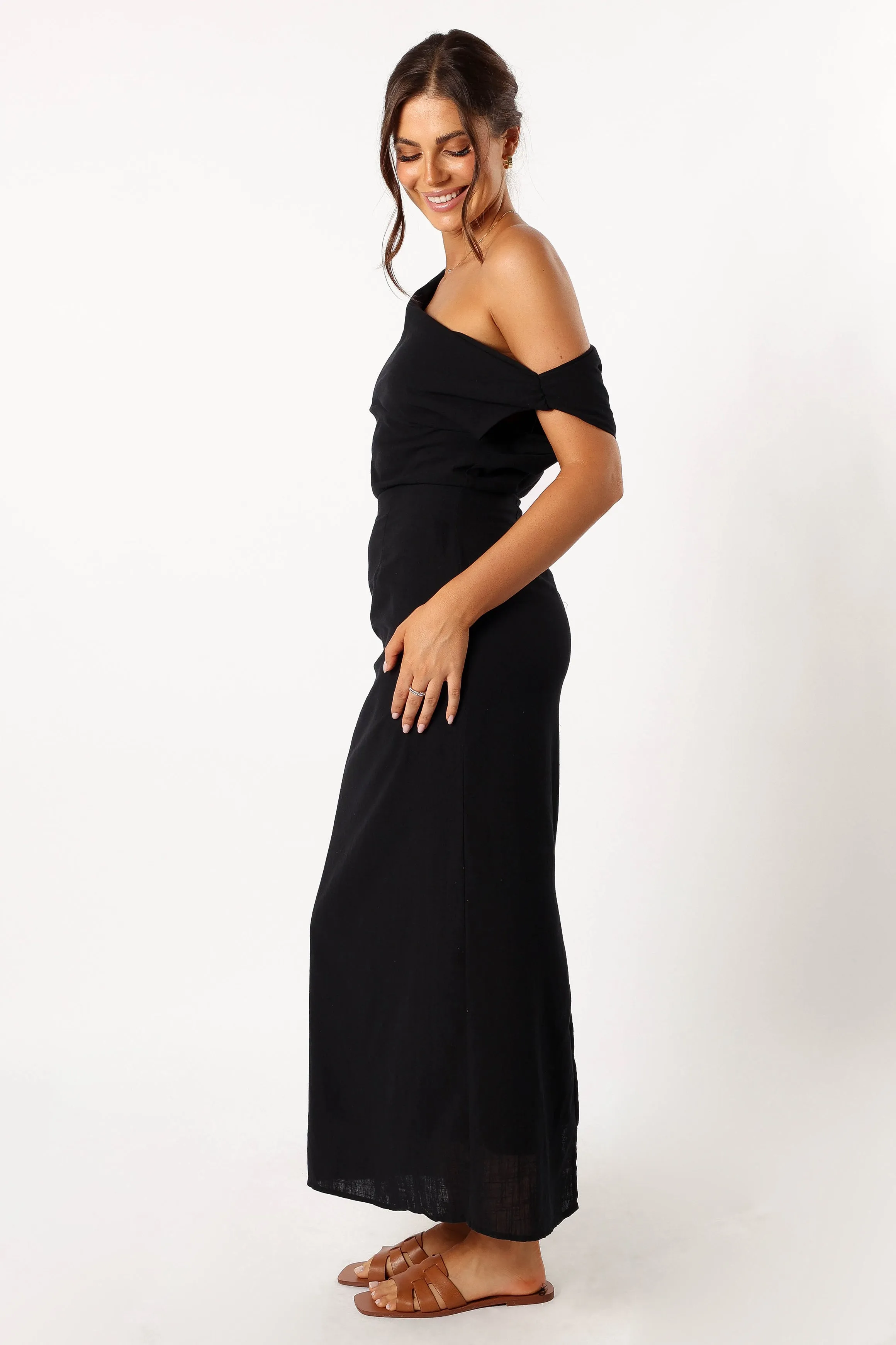 Cosma Off Shoulder Maxi Dress - Black sold by Petal & Pup product image thumbnail 4