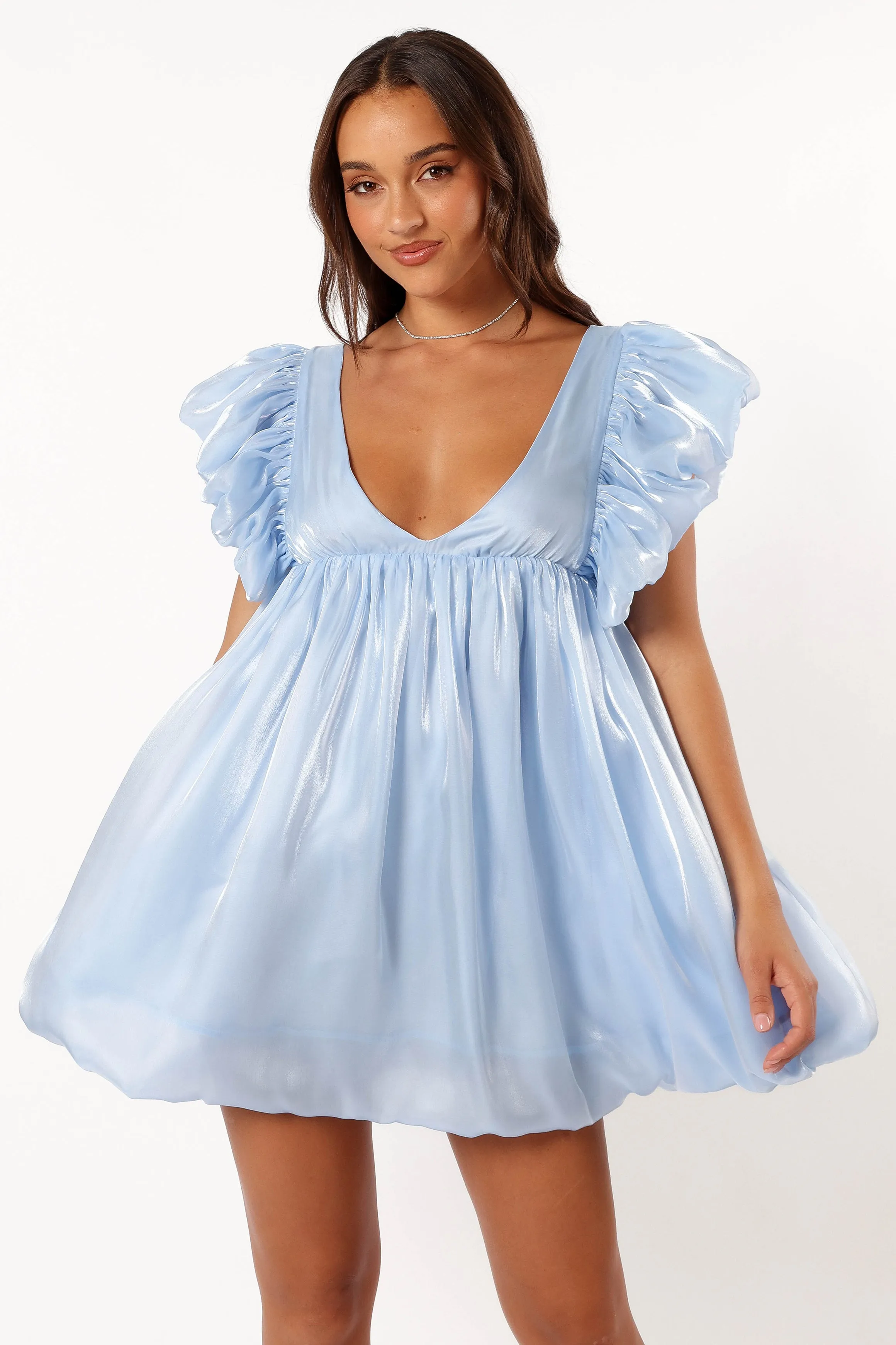 Dulip Frill Sleeve Mini Dress - Blue sold by Petal & Pup product image thumbnail 3