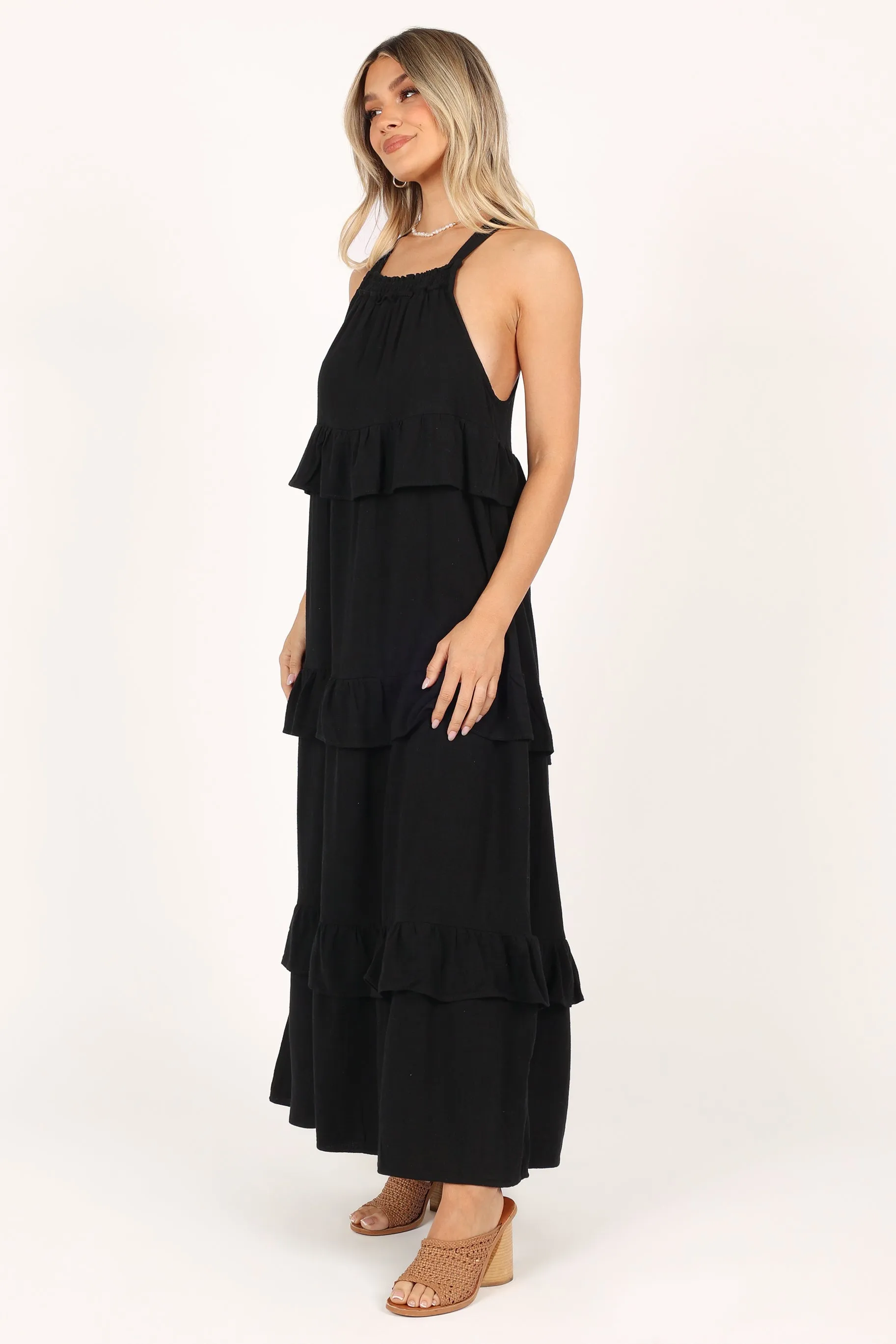 Priscilla Ruffle Maxi Dress - Black sold by Petal & Pup product image thumbnail 4