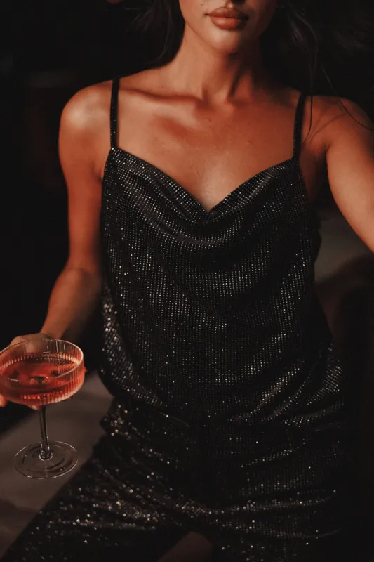 Ensley Velvet Shimmer Top - Black sold by Petal & Pup