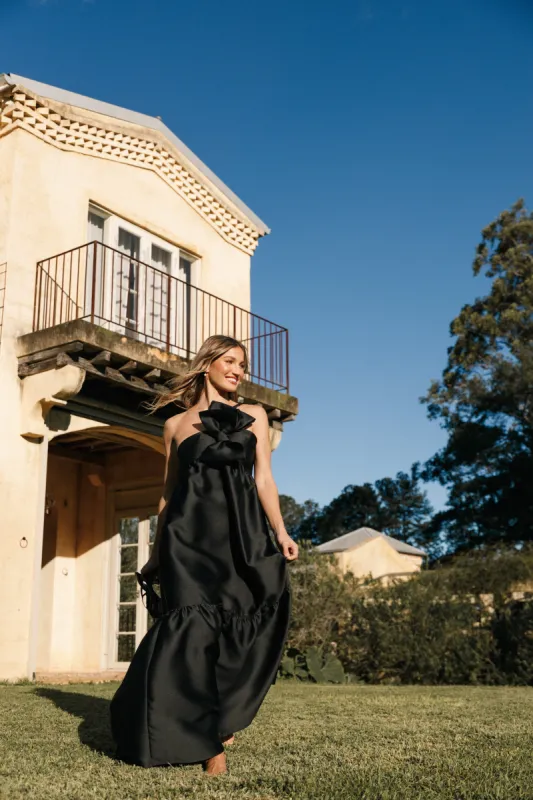 Betina Bow Front Maxi Dress - Black sold by Petal & Pup